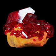2.3" Stunning Red Pruskite Yellow Base Crystal Mineral Specimen From Poland