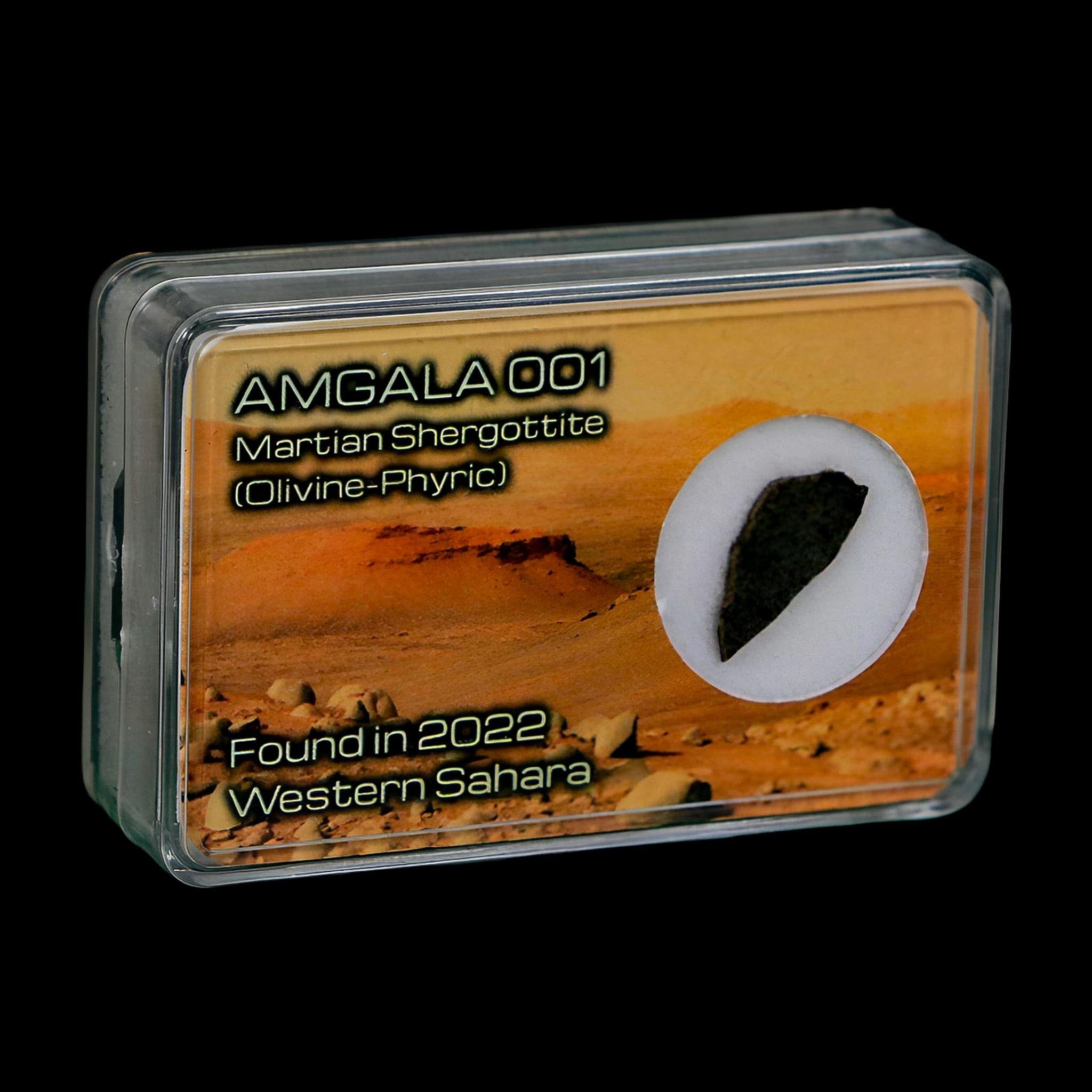 Mars Rock Martian Meteorite Amgala 001 Shergottite Olivine-Phyric Display - Fossil Age Minerals