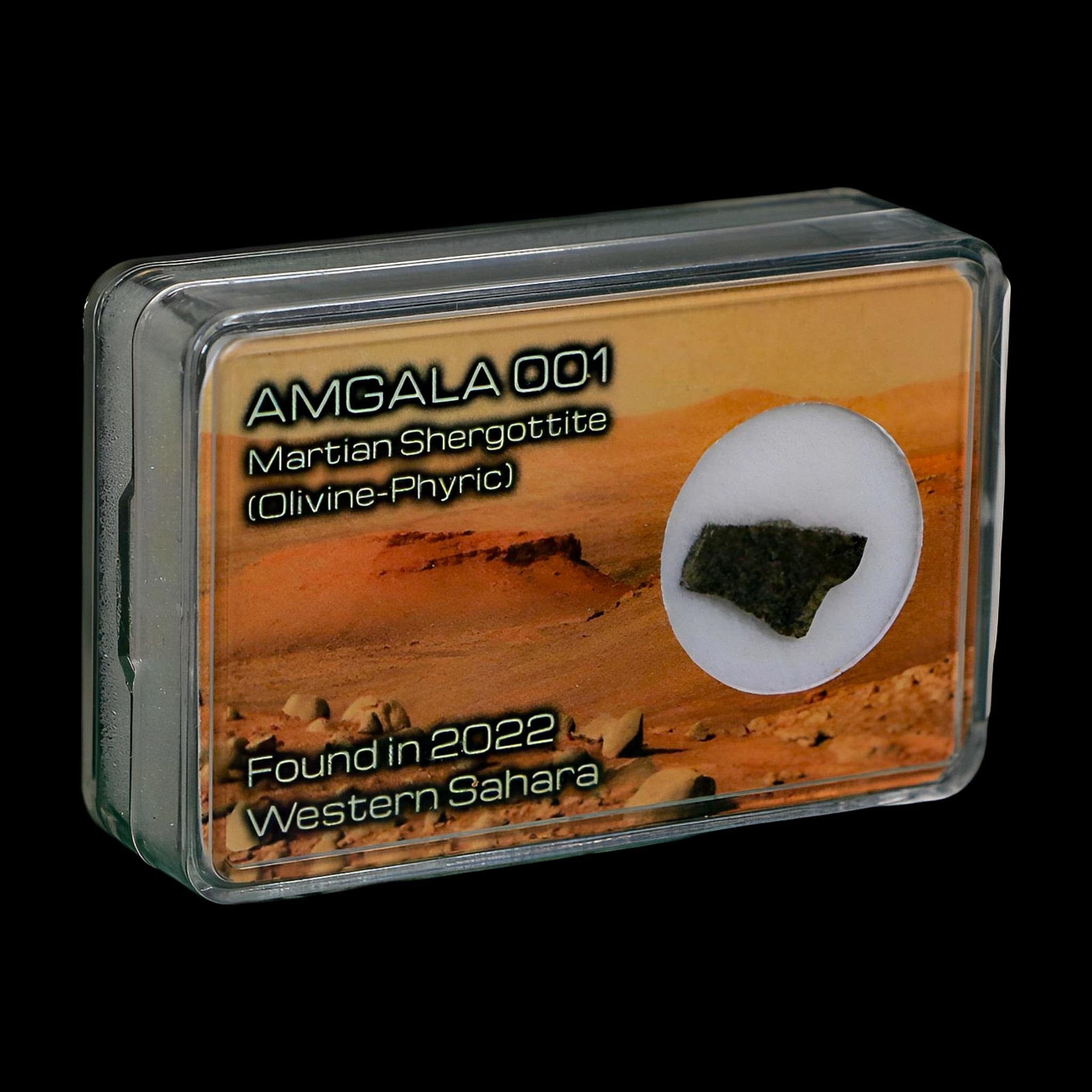 Mars Rock Martian Meteorite Amgala 001 Shergottite Olivine-Phyric Display - Fossil Age Minerals