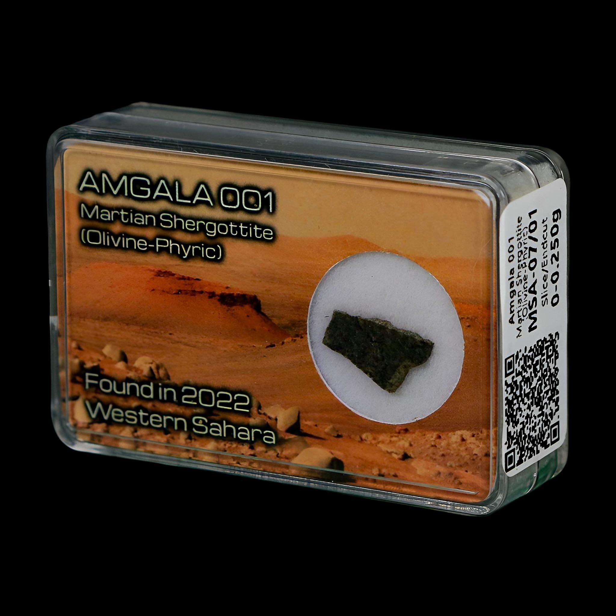 Mars Rock Martian Meteorite Amgala 001 Shergottite Olivine-Phyric Display - Fossil Age Minerals