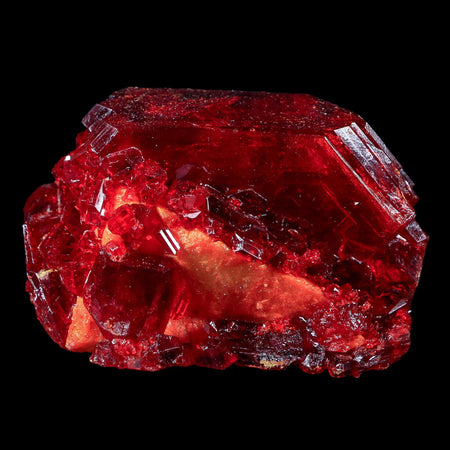 2.6" Stunning Red Pruskite Yellow Base Crystal Mineral Specimen From Poland