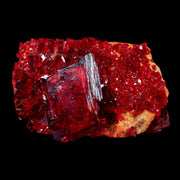 3.2" Stunning Red Pruskite Yellow Base Crystal Mineral Specimen From Poland