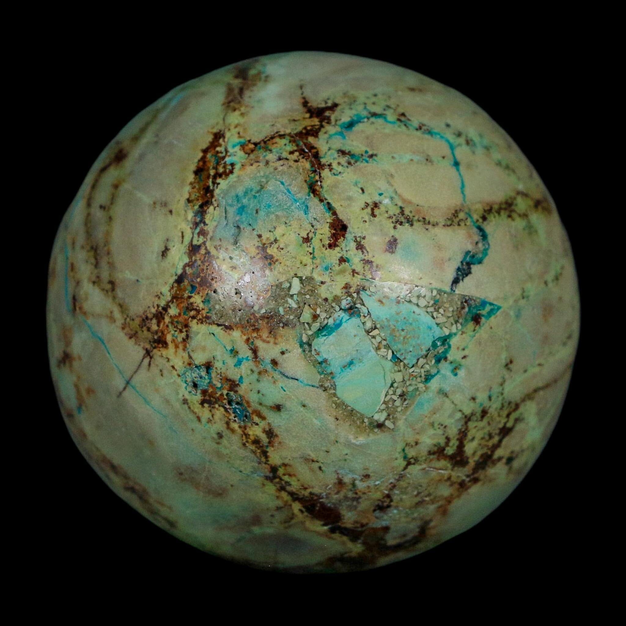 XL 58MM Polished Chrysocolla And Malachite Mineral Sphere Peru - Fossil Age Minerals