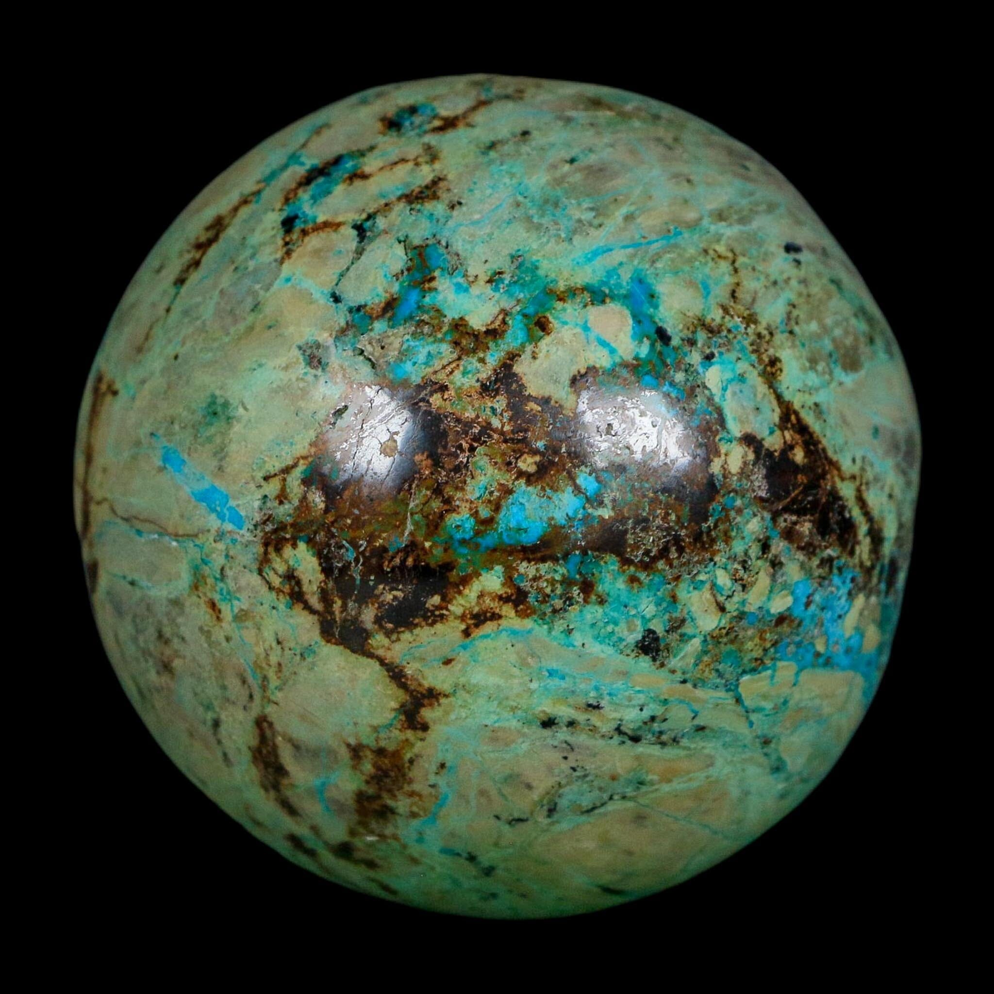 XL 57MM Polished Chrysocolla And Malachite Mineral Sphere Peru - Fossil Age Minerals
