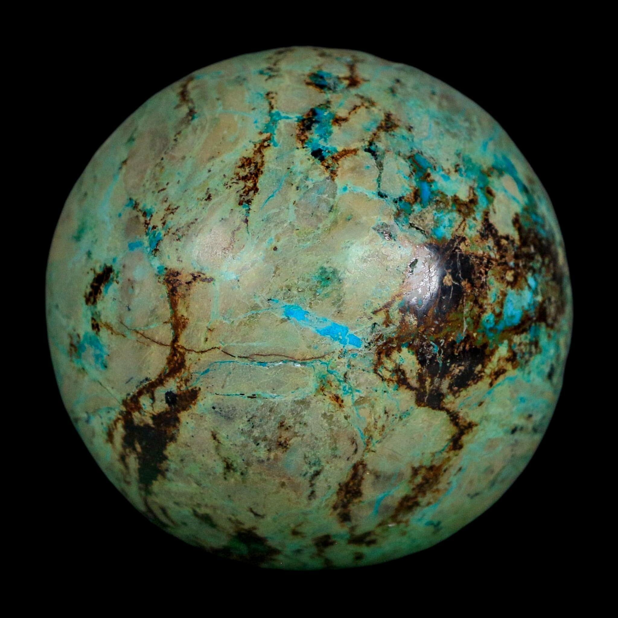 XL 57MM Polished Chrysocolla And Malachite Mineral Sphere Peru - Fossil Age Minerals
