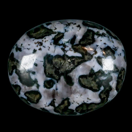 2.1" Natural Gabbro Polished Palm Stone Mineral Calcium Plagioclase Madagascar