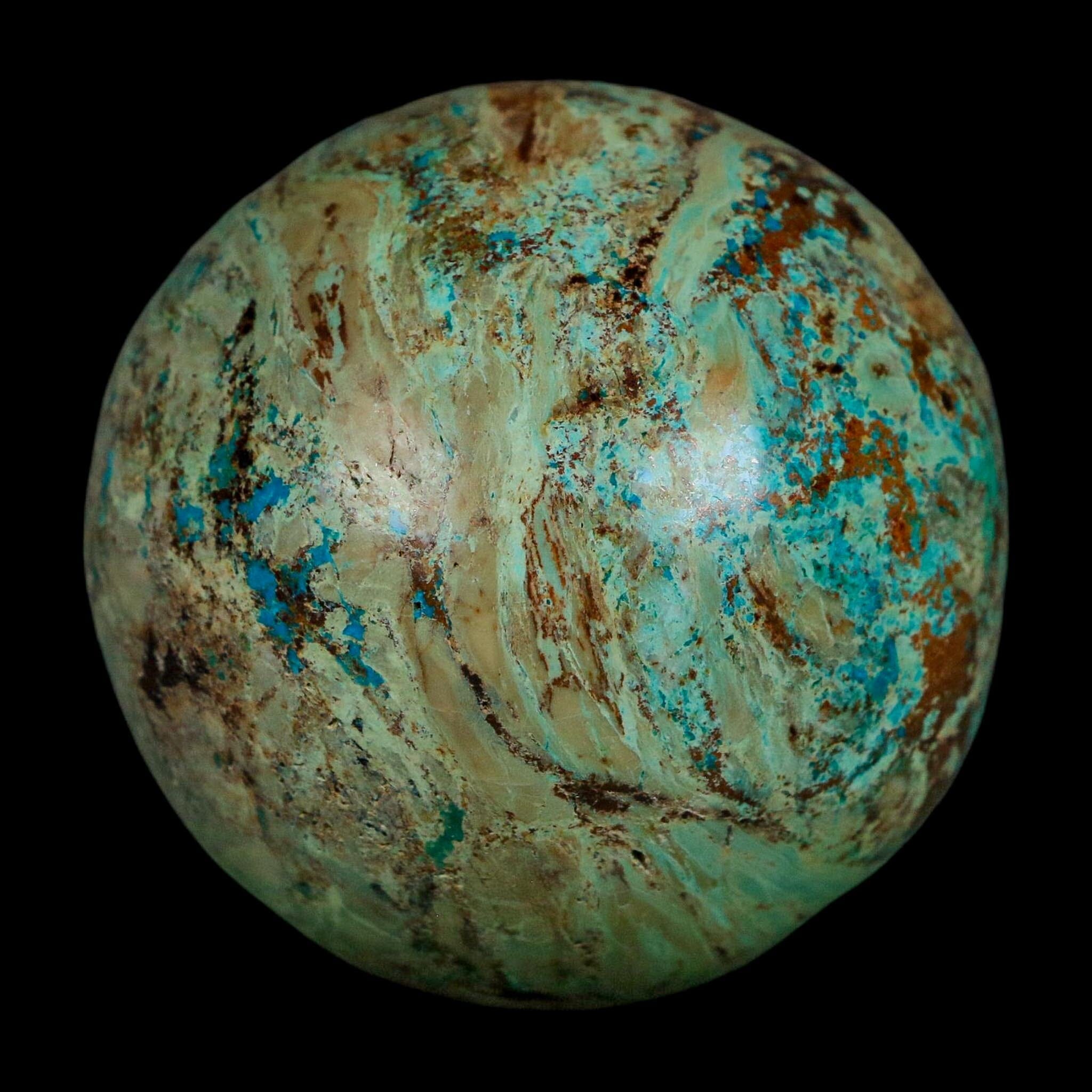 XL 59MM Polished Chrysocolla And Malachite Mineral Sphere Peru - Fossil Age Minerals