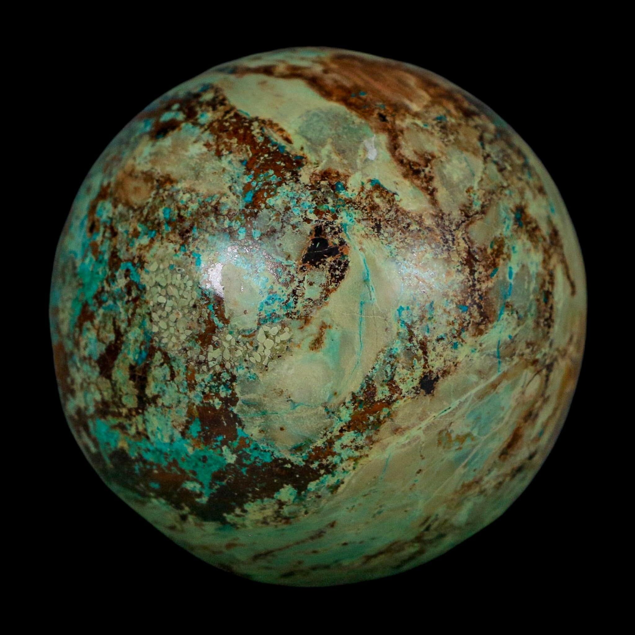 XL 59MM Polished Chrysocolla And Malachite Mineral Sphere Peru - Fossil Age Minerals