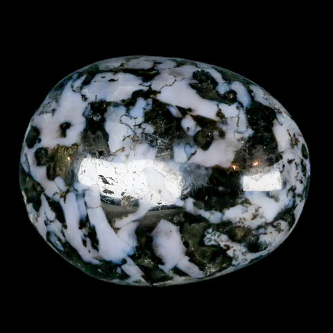 2" Natural Gabbro Polished Palm Stone Mineral Calcium Plagioclase Madagascar - Fossil Age Minerals