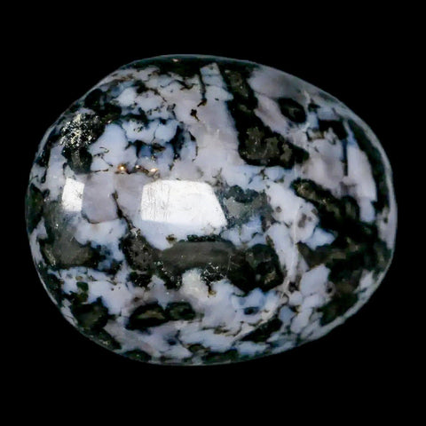 2" Natural Gabbro Polished Palm Stone Mineral Calcium Plagioclase Madagascar - Fossil Age Minerals