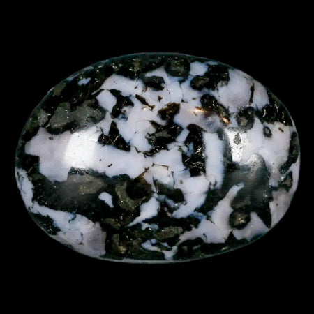 2" Natural Gabbro Polished Palm Stone Mineral Calcium Plagioclase Madagascar