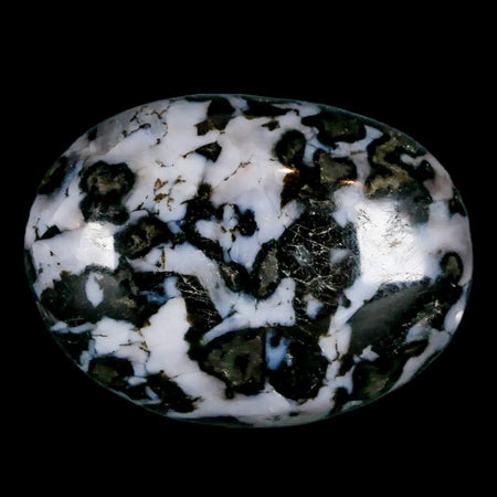 2" Natural Gabbro Polished Palm Stone Mineral Calcium Plagioclase Madagascar