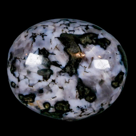 1.7" Natural Gabbro Polished Palm Stone Mineral Calcium Plagioclase Madagascar