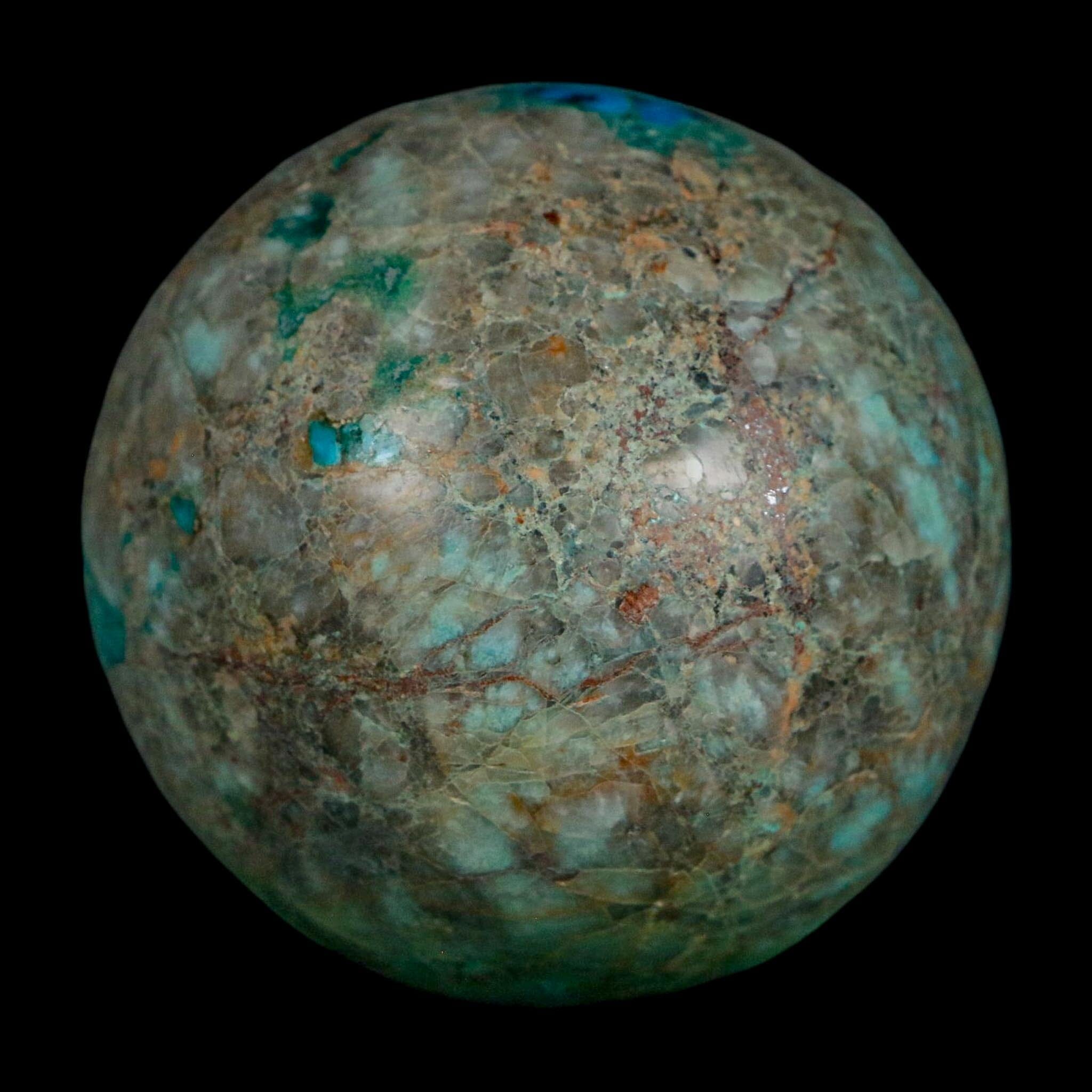 XL 65MM Polished Chrysocolla, Malachite, Crystal Mineral Sphere Peru - Fossil Age Minerals