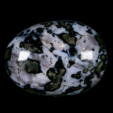 1.9" Natural Gabbro Polished Palm Stone Mineral Calcium Plagioclase Madagascar