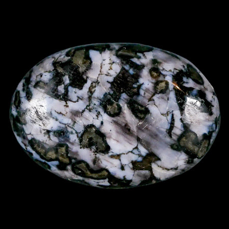 2.1" Natural Gabbro Polished Palm Stone Mineral Calcium Plagioclase Madagascar