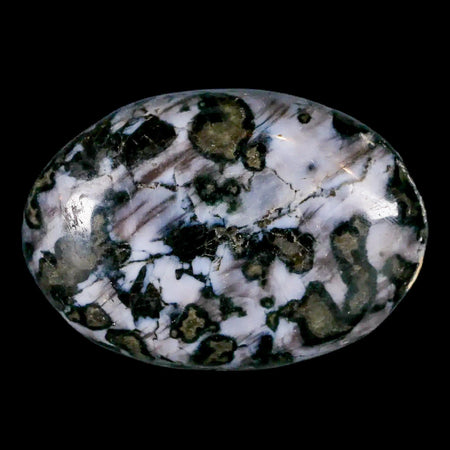 2.1" Natural Gabbro Polished Palm Stone Mineral Calcium Plagioclase Madagascar