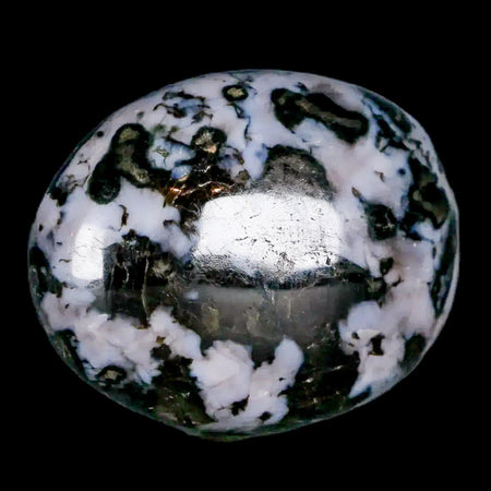 1.7" Natural Gabbro Polished Palm Stone Mineral Calcium Plagioclase Madagascar