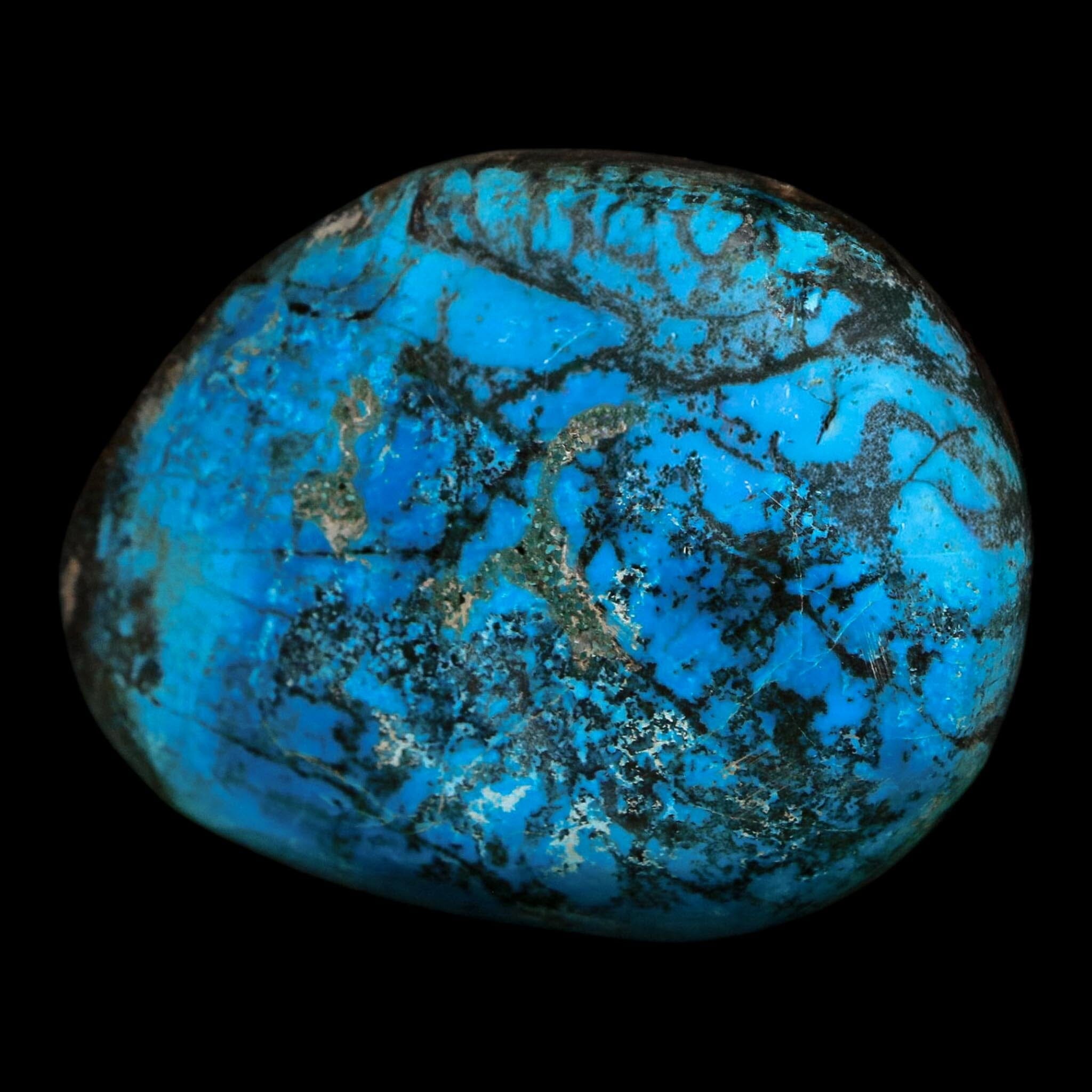 2.4" Chrysocolla Palm Stone Polished Free Form Blue And Teal Color Location Peru