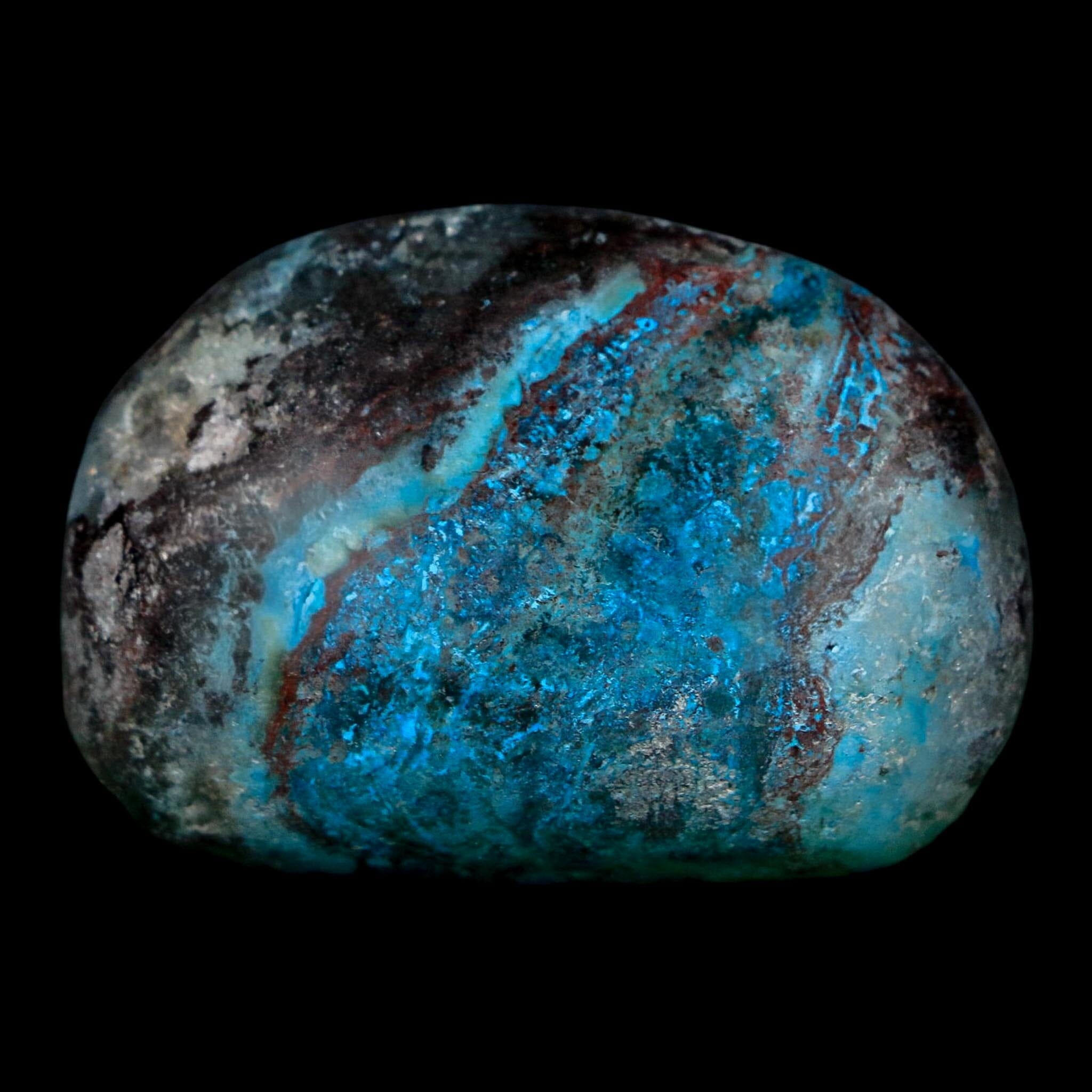 1.8" Chrysocolla Palm Stone Polished Free Form Blue And Teal Color Location Peru