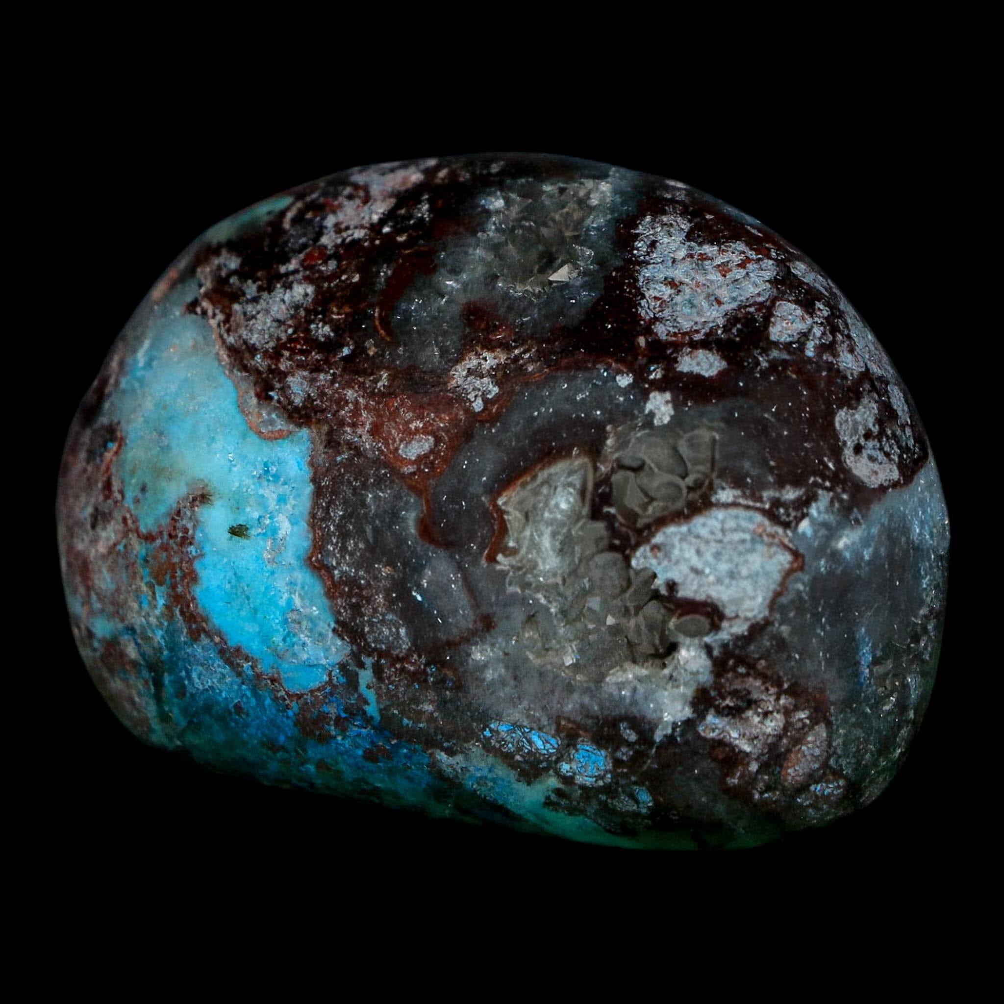 1.8" Chrysocolla Palm Stone Polished Free Form Blue And Teal Color Location Peru
