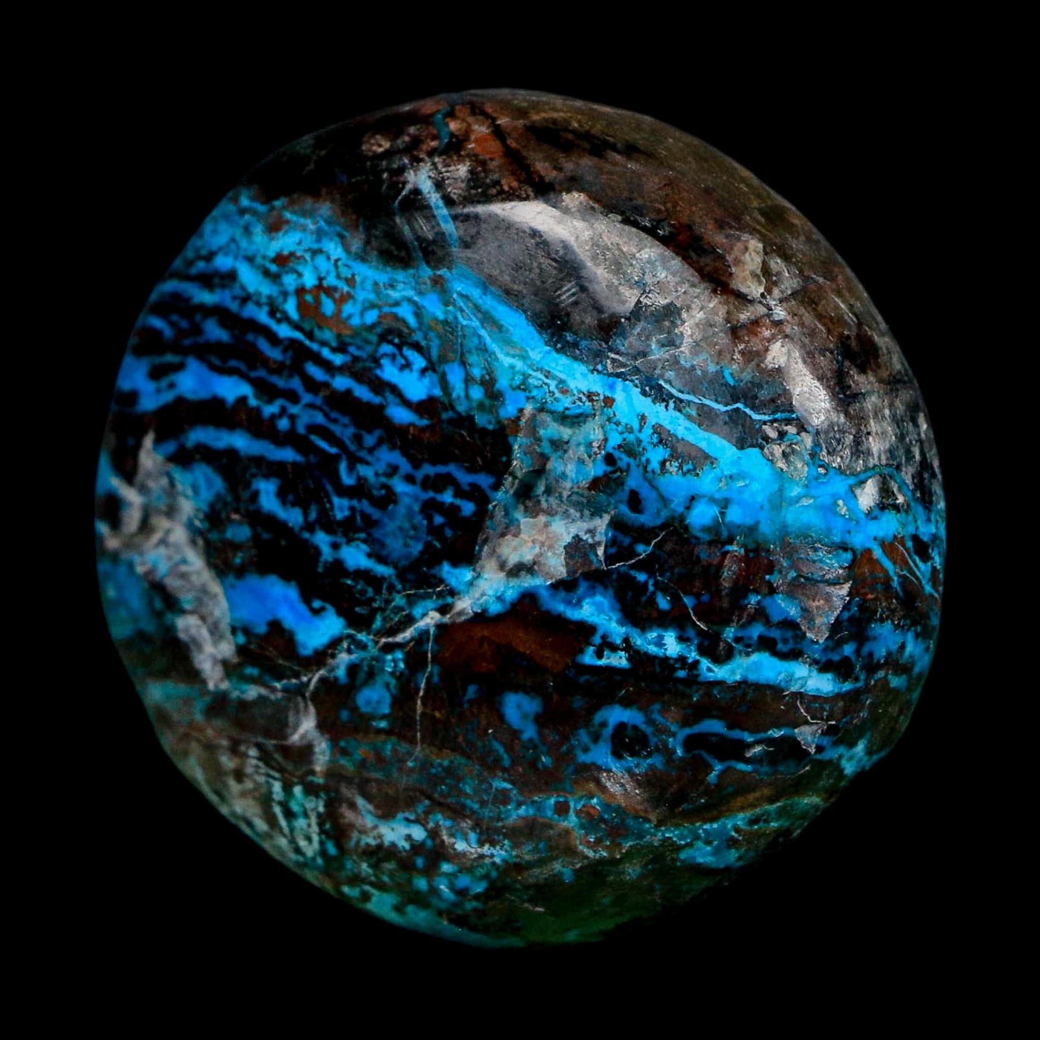 1.7" Chrysocolla Palm Stone Polished Free Form Blue And Teal Color Location Peru