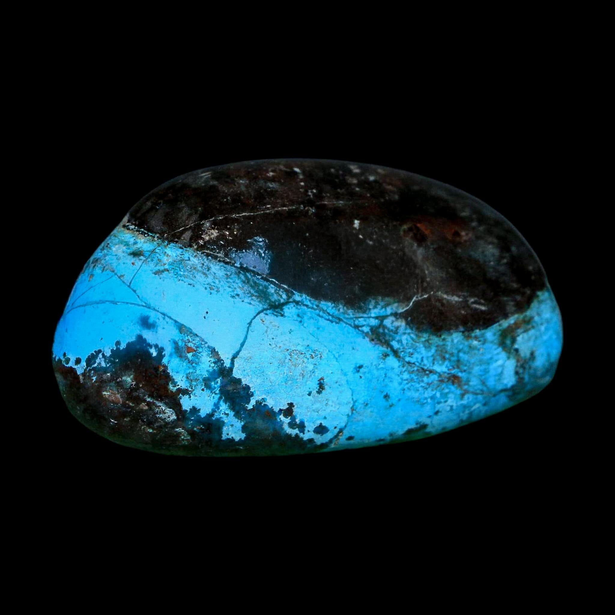 2.2" Chrysocolla Palm Stone Polished Free Form Blue And Teal Color Location Peru
