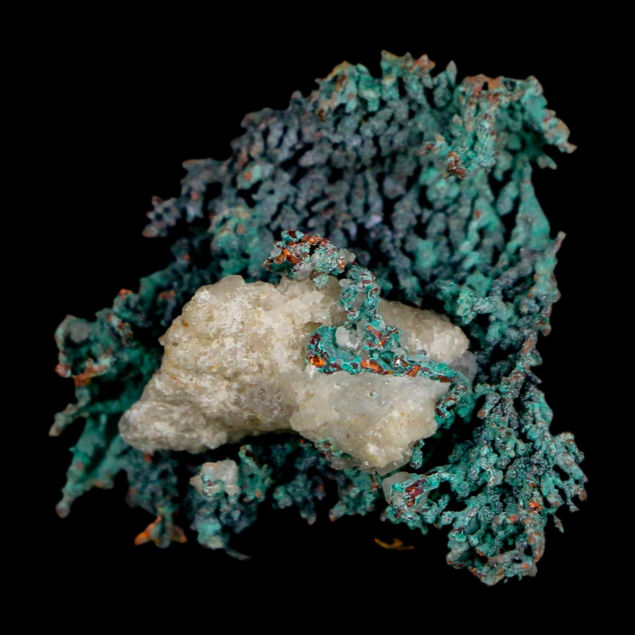 1.4" Rough Native Copper And Crystal Quartz Matrix Mineral Specimen Morocco - Fossil Age Minerals