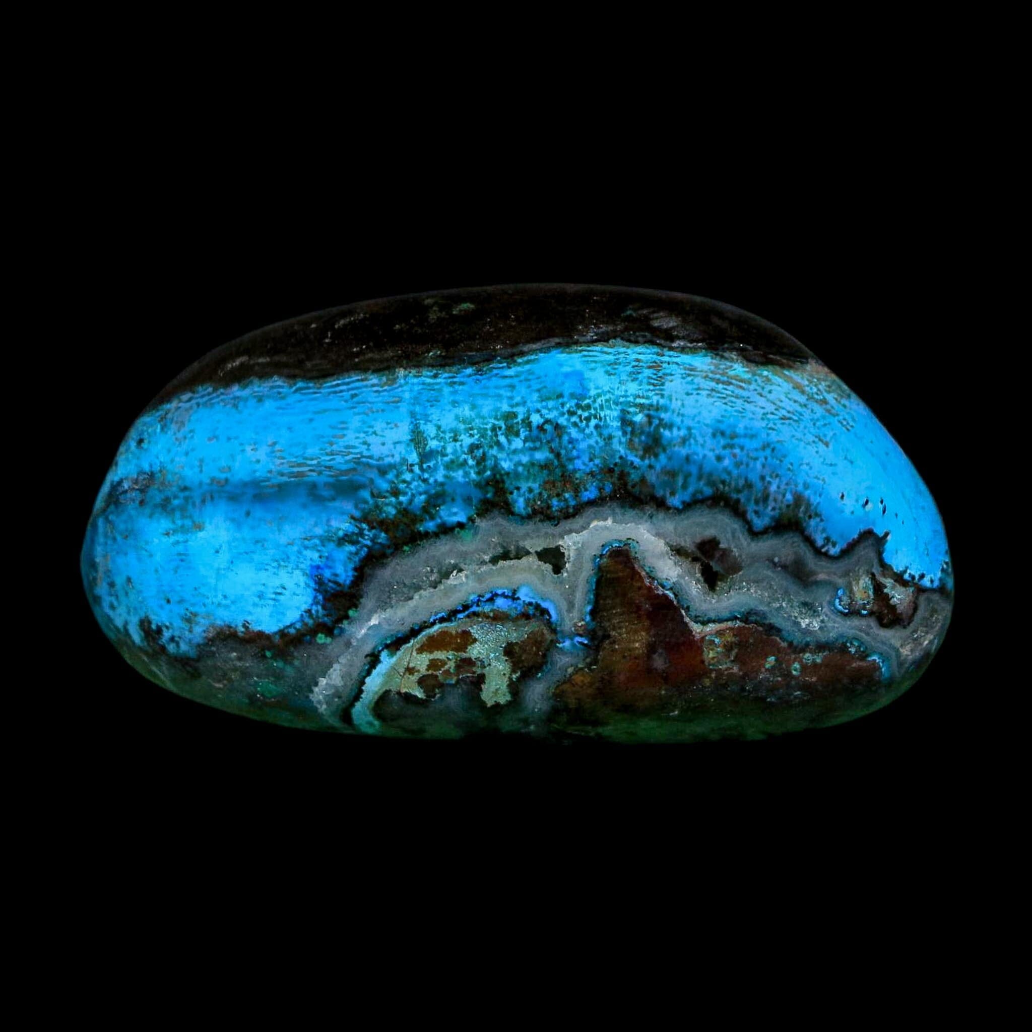 2.2" Chrysocolla Palm Stone Polished Free Form Blue And Teal Color Location Peru