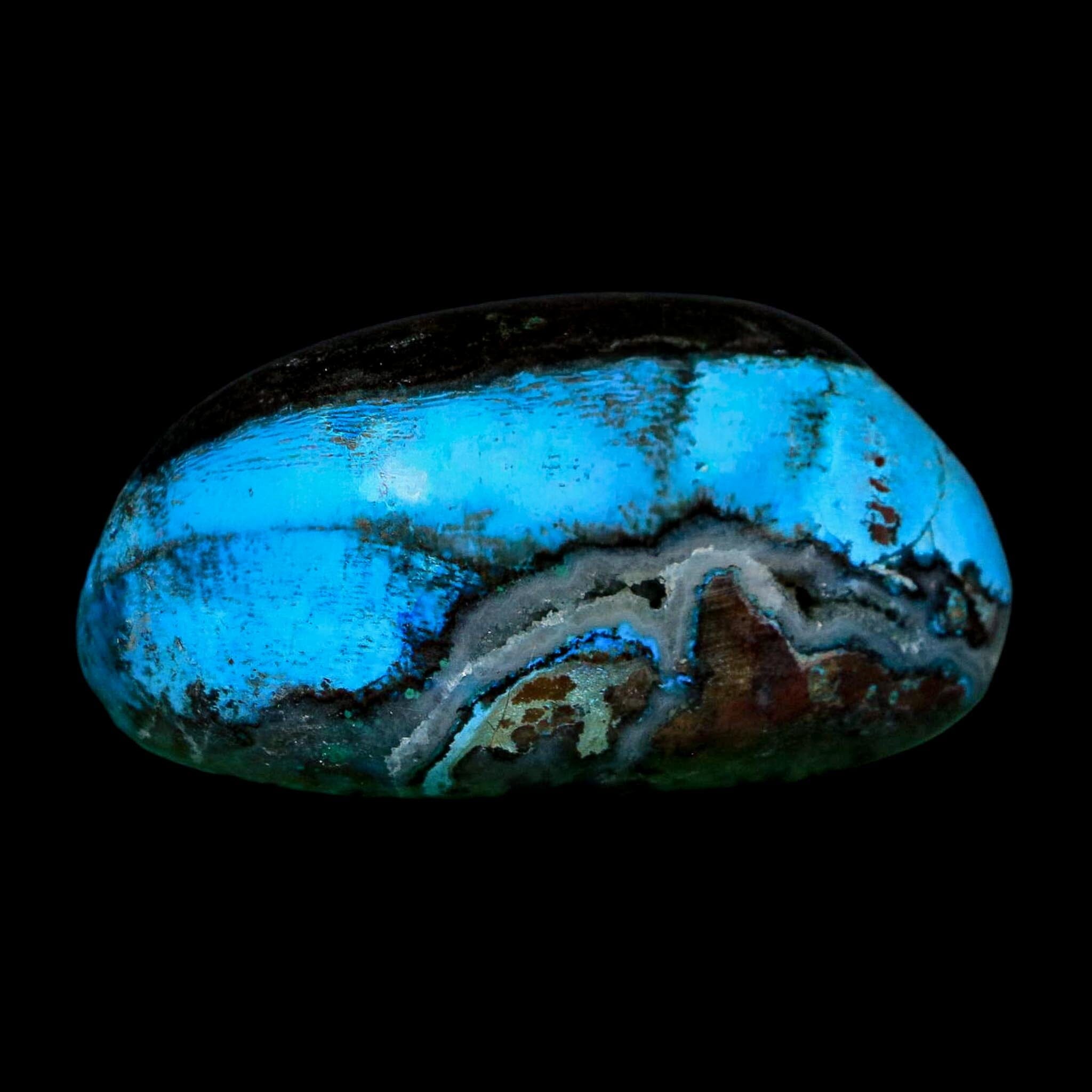 2.2" Chrysocolla Palm Stone Polished Free Form Blue And Teal Color Location Peru
