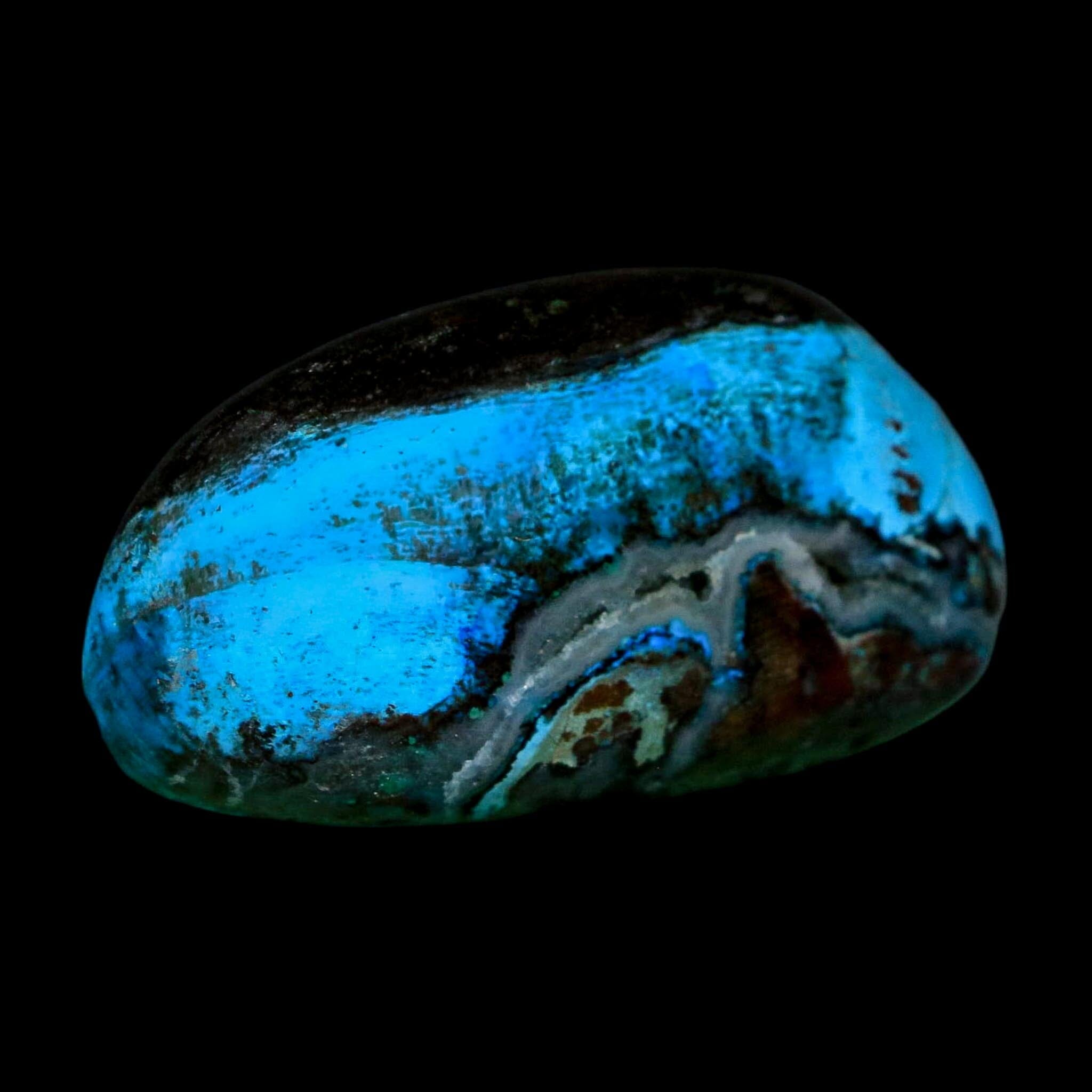 2.2" Chrysocolla Palm Stone Polished Free Form Blue And Teal Color Location Peru