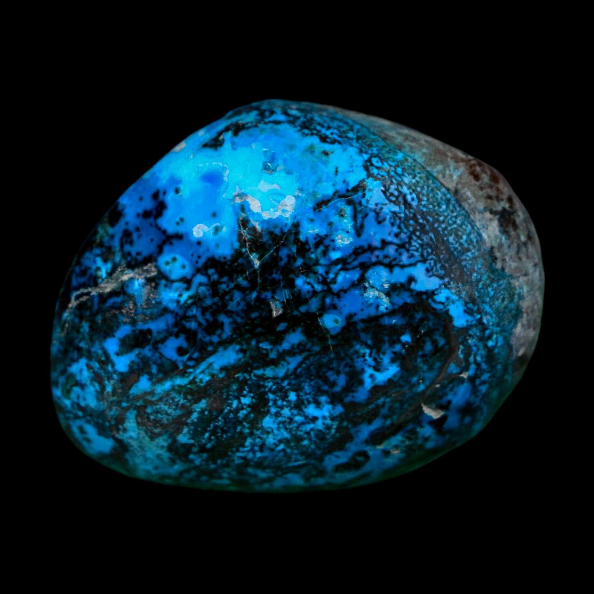 1.6" Chrysocolla Palm Stone Polished Free Form Blue And Teal Color Location Peru