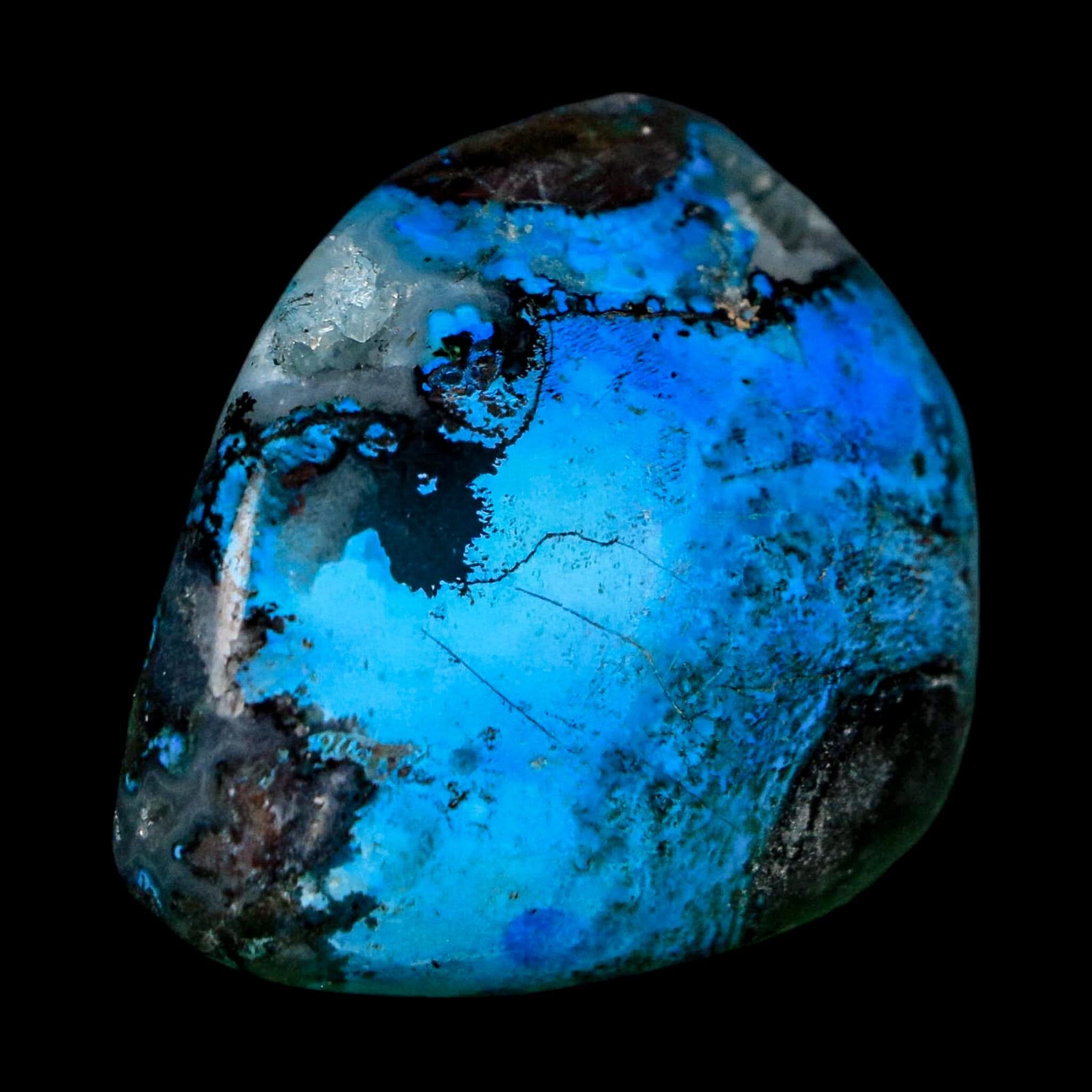 1.6" Chrysocolla Palm Stone Polished Free Form Blue And Teal Color Location Peru