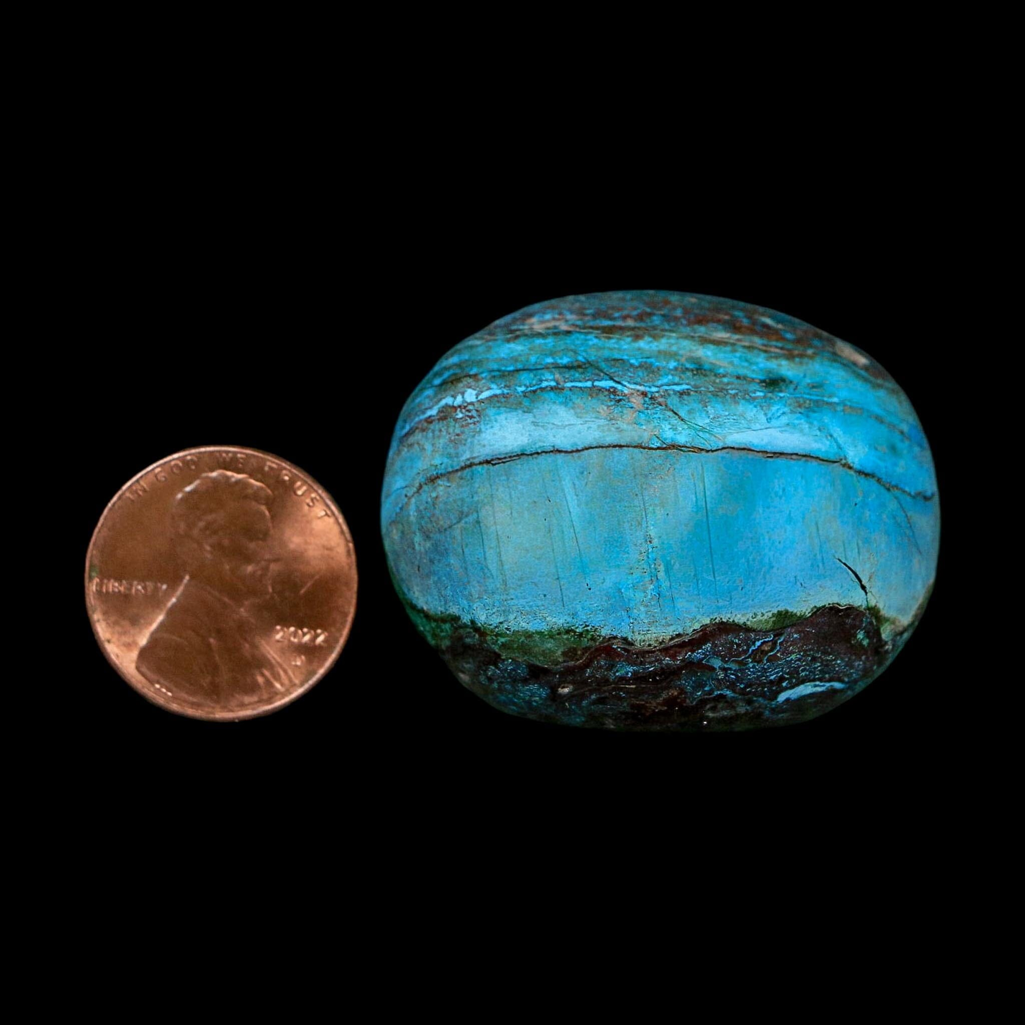 1.5" Chrysocolla Palm Stone Polished Free Form Blue And Teal Color Location Peru