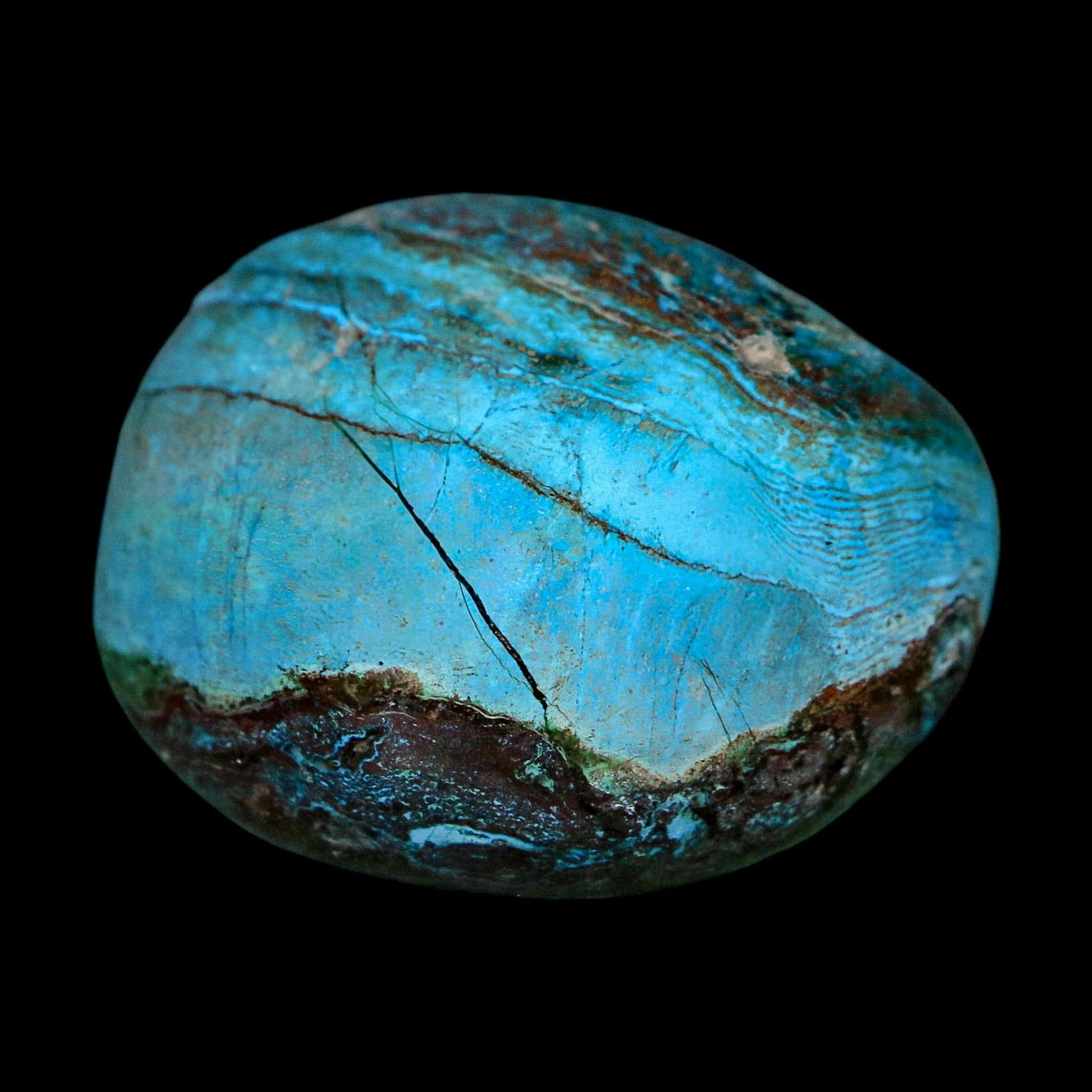 1.5" Chrysocolla Palm Stone Polished Free Form Blue And Teal Color Location Peru