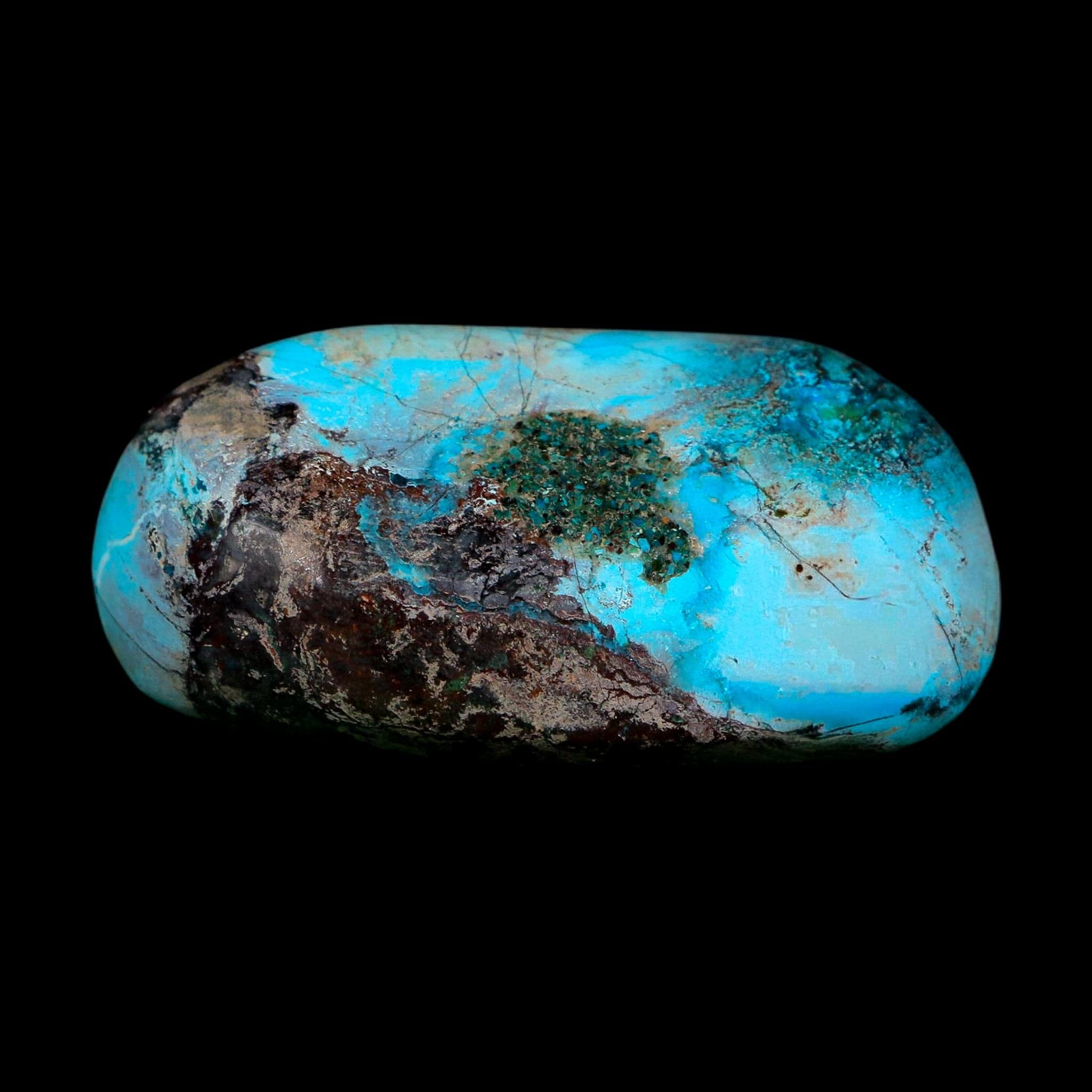 2.4" Chrysocolla Palm Stone Polished Free Form Blue And Teal Color Location Peru
