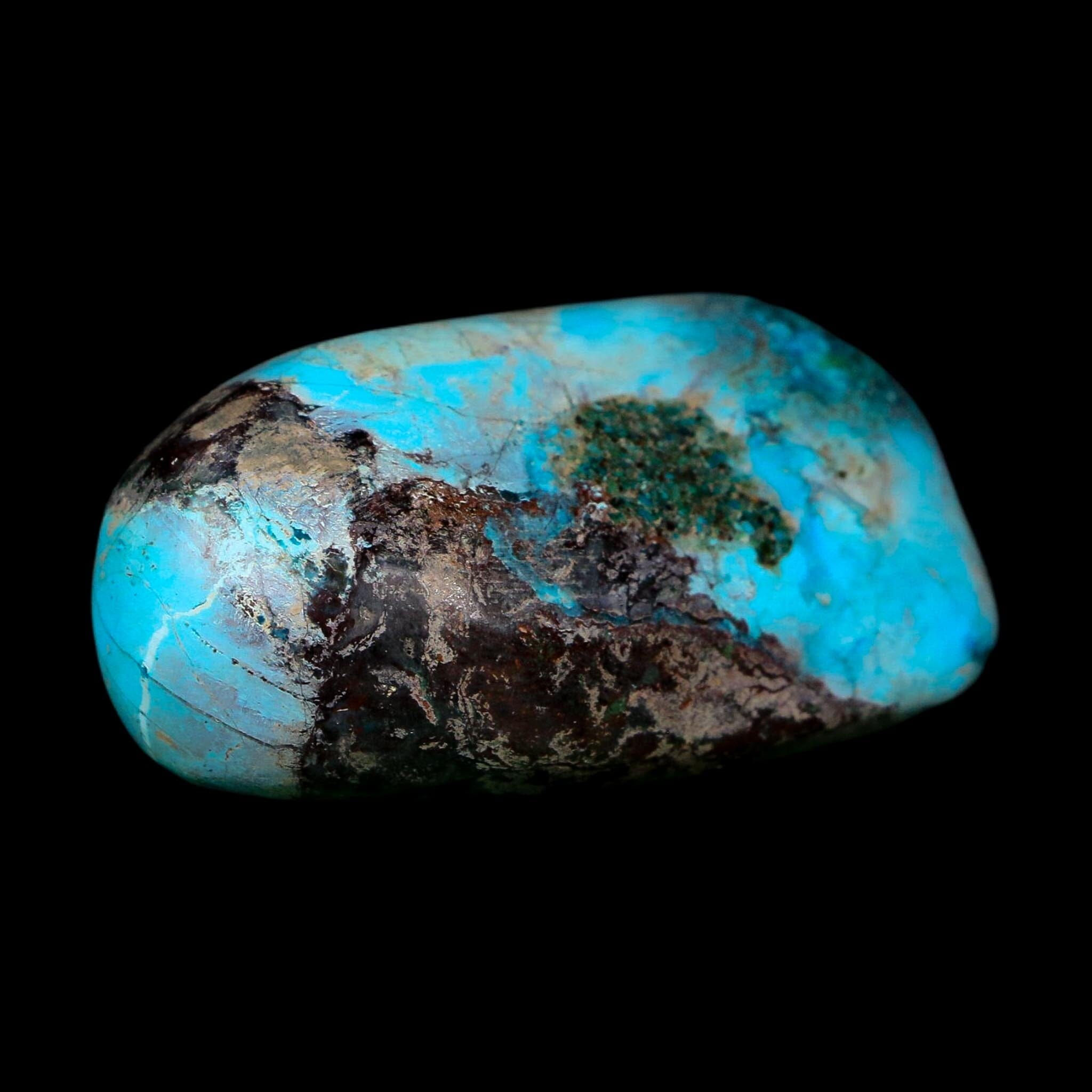 2.4" Chrysocolla Palm Stone Polished Free Form Blue And Teal Color Location Peru