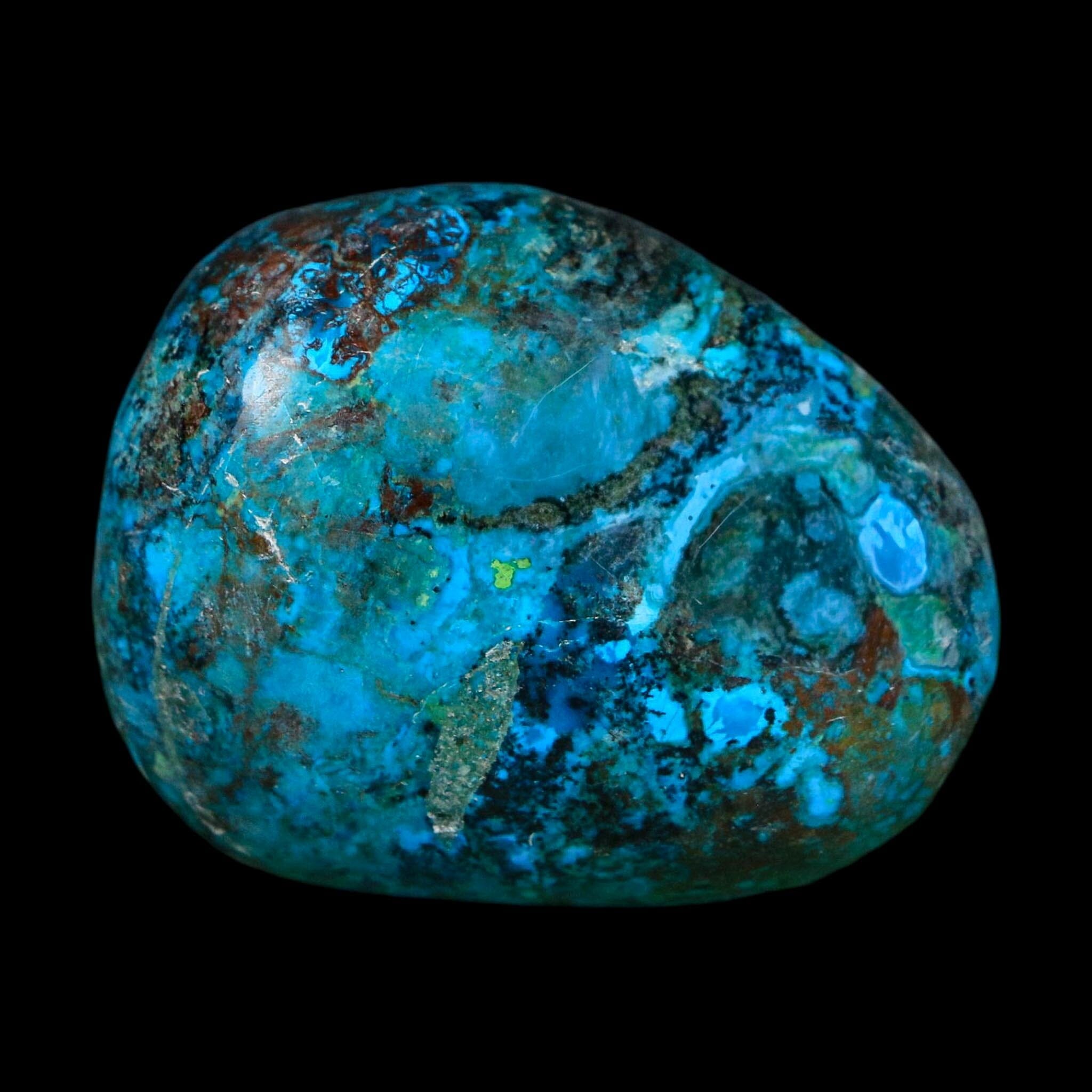 1.7" Chrysocolla Palm Stone Polished Free Form Blue And Teal Color Location Peru