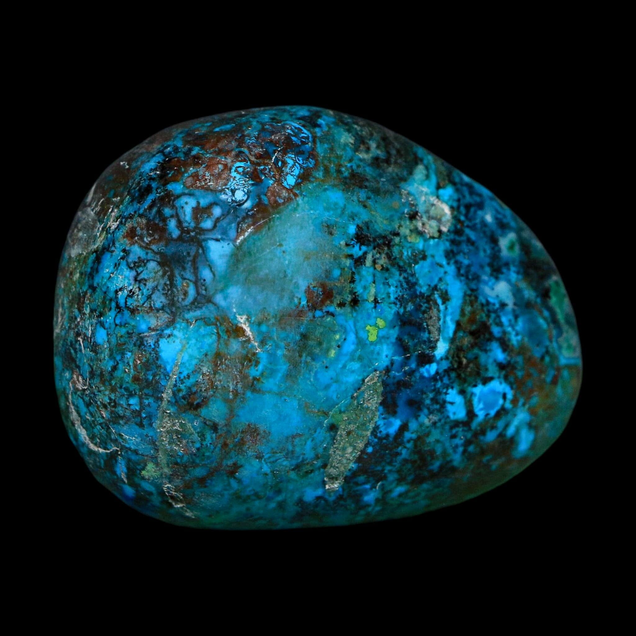 1.7" Chrysocolla Palm Stone Polished Free Form Blue And Teal Color Location Peru