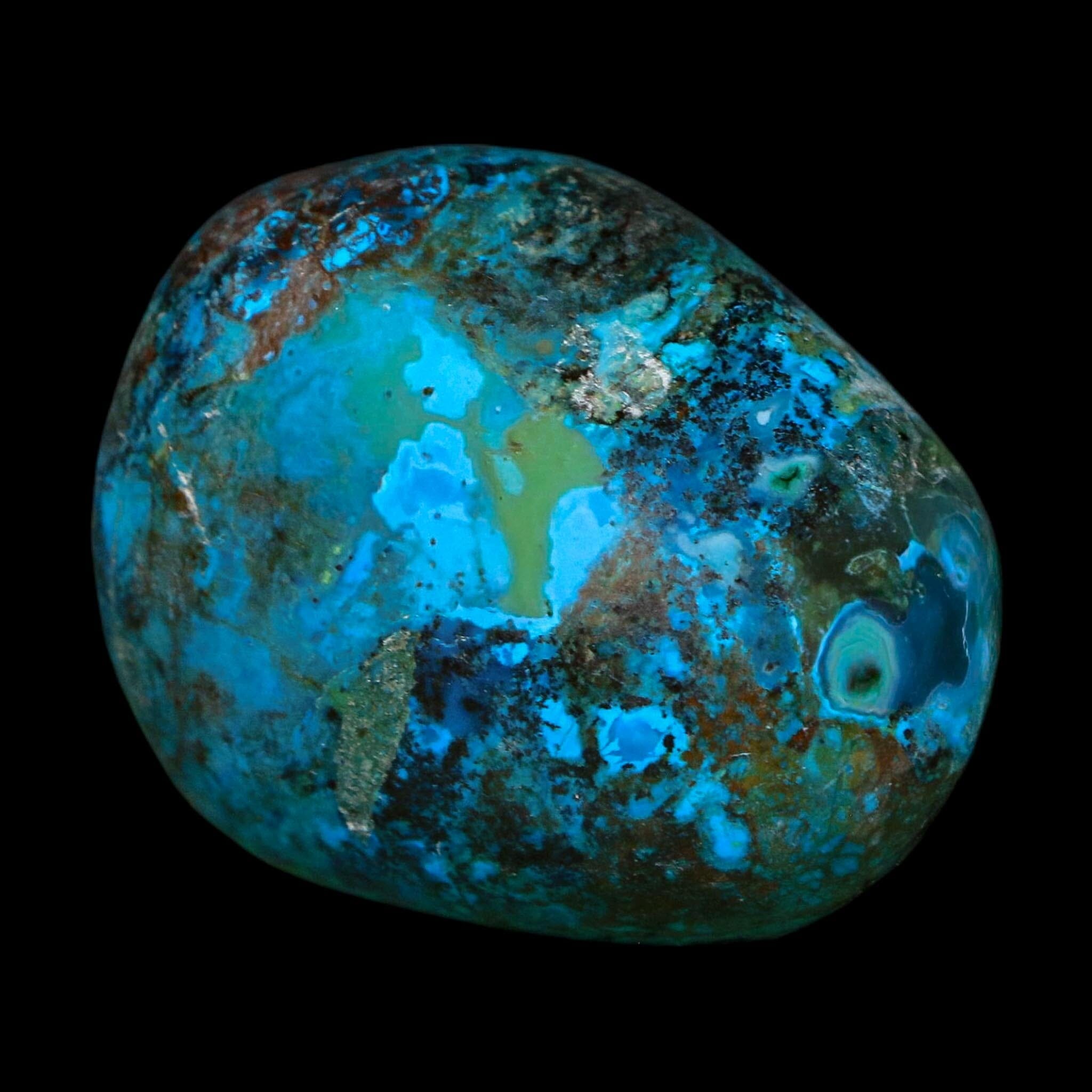 1.7" Chrysocolla Palm Stone Polished Free Form Blue And Teal Color Location Peru