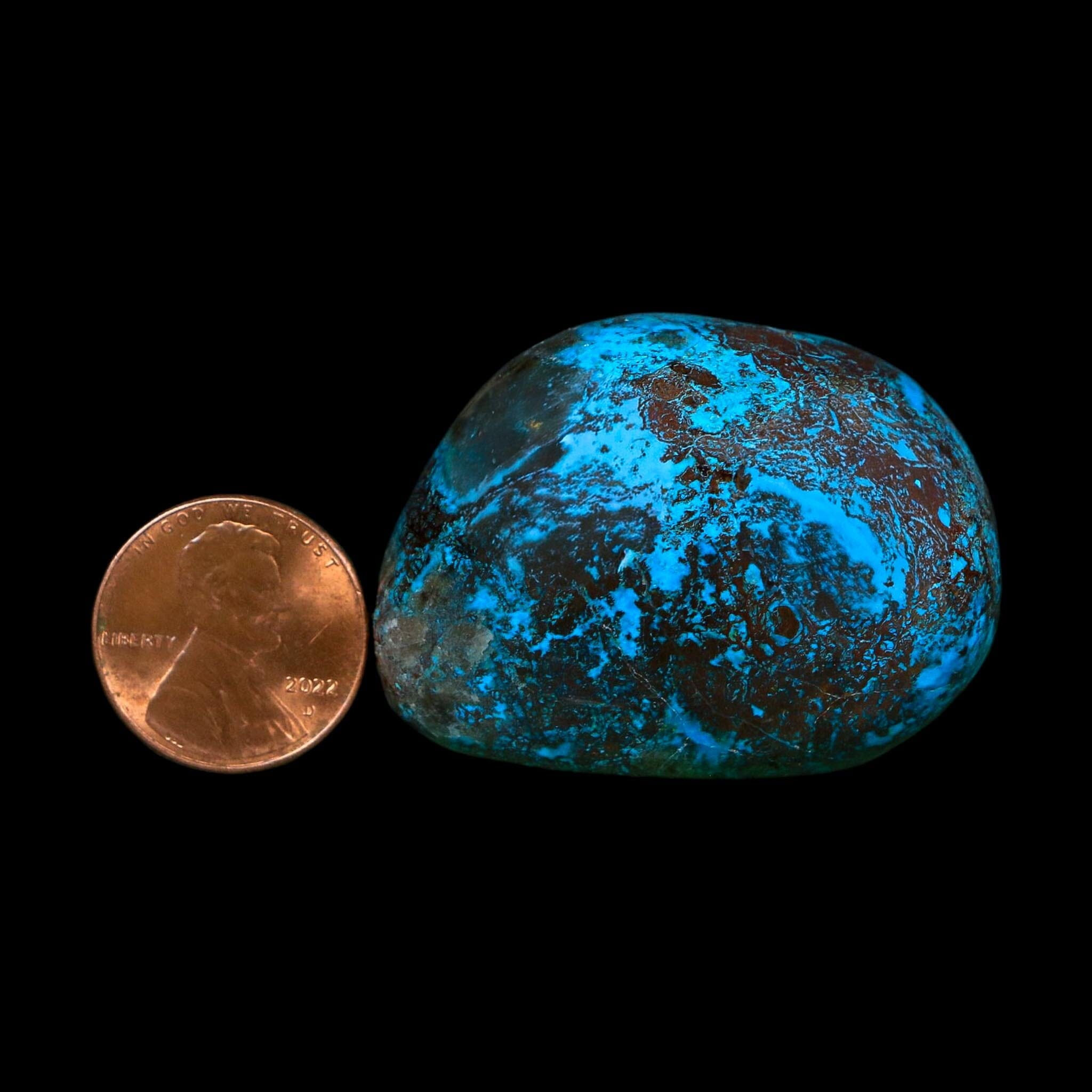 1.7" Chrysocolla Palm Stone Polished Free Form Blue And Teal Color Location Peru