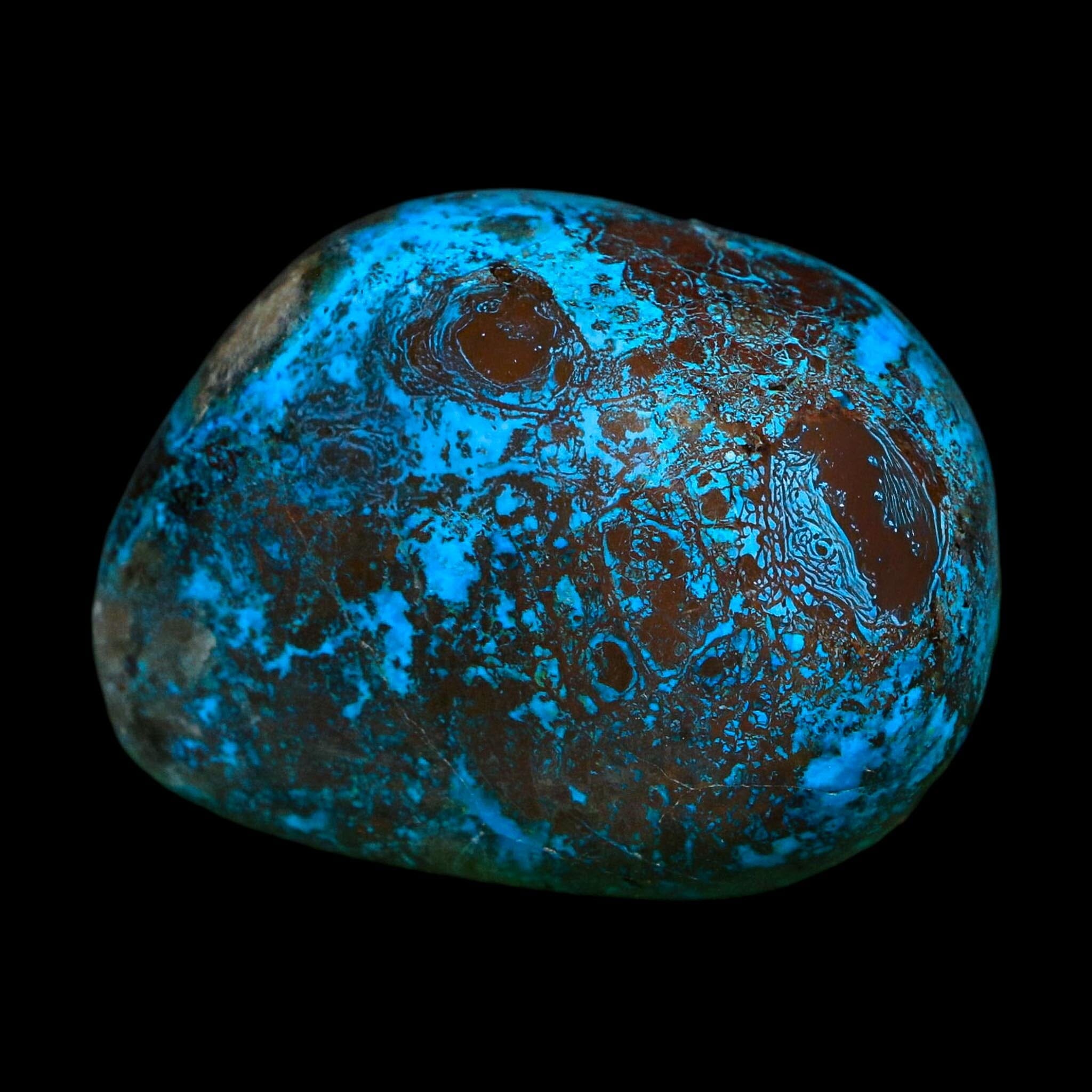 1.7" Chrysocolla Palm Stone Polished Free Form Blue And Teal Color Location Peru