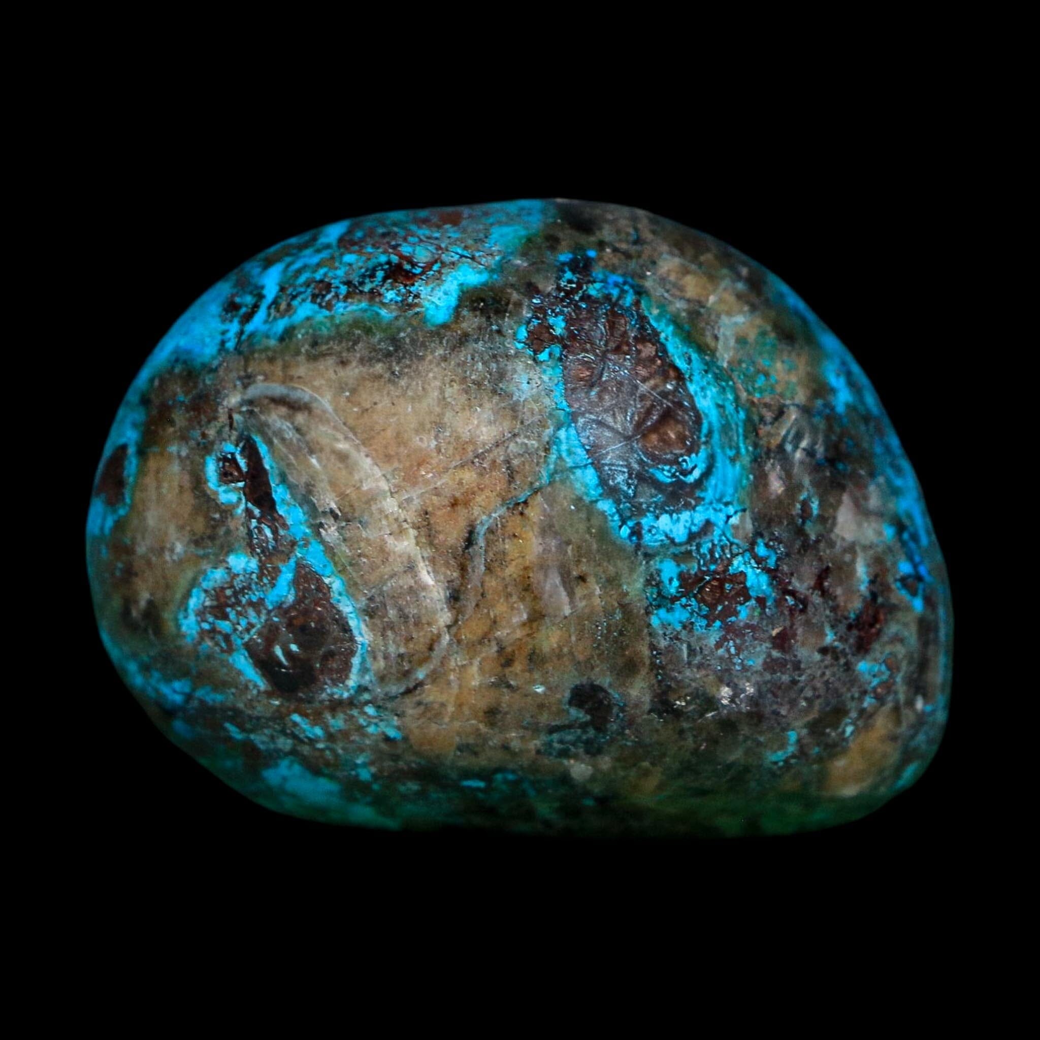 1.7" Chrysocolla Palm Stone Polished Free Form Blue And Teal Color Location Peru