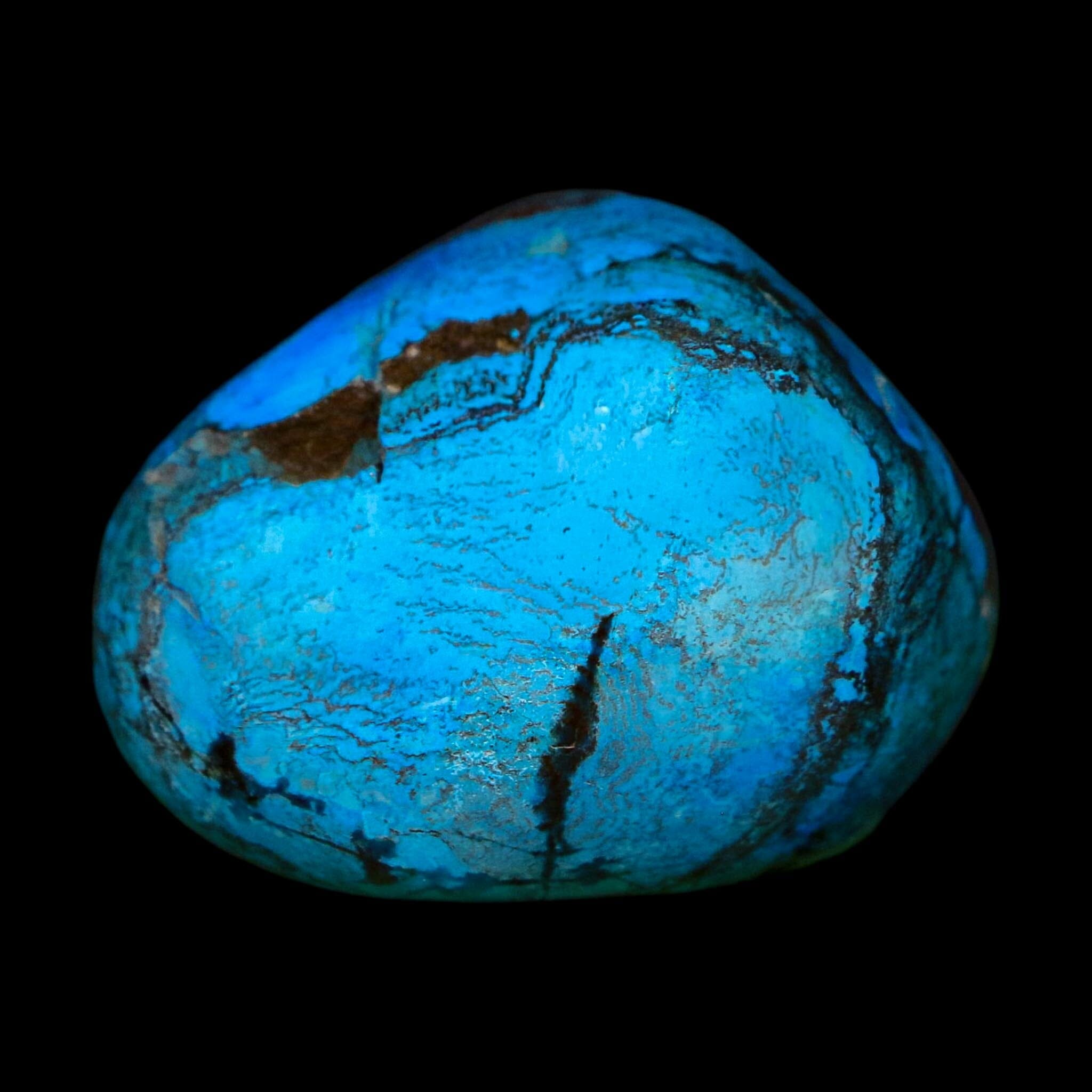 1.5" Chrysocolla Palm Stone Polished Free Form Blue And Teal Color Location Peru