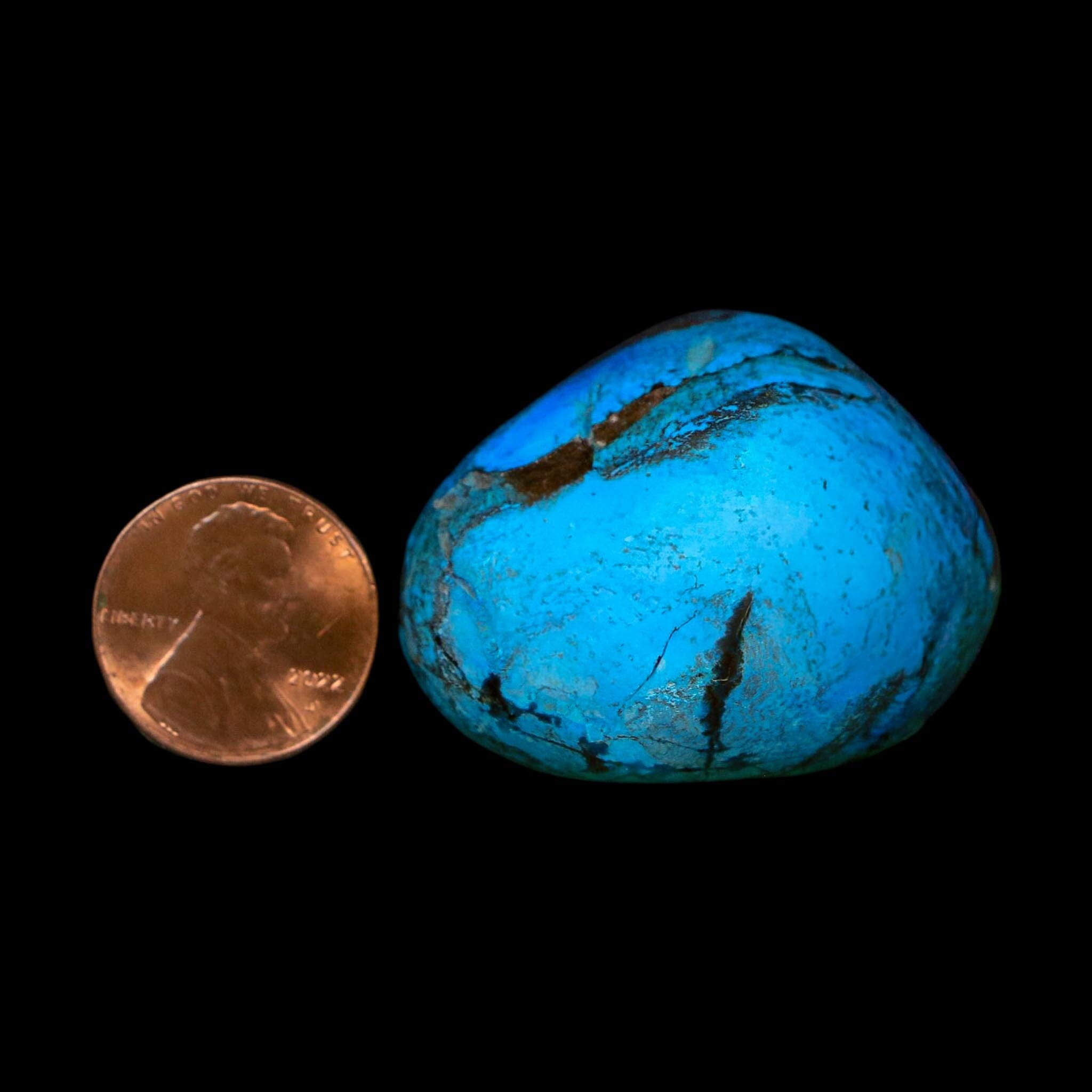 1.5" Chrysocolla Palm Stone Polished Free Form Blue And Teal Color Location Peru