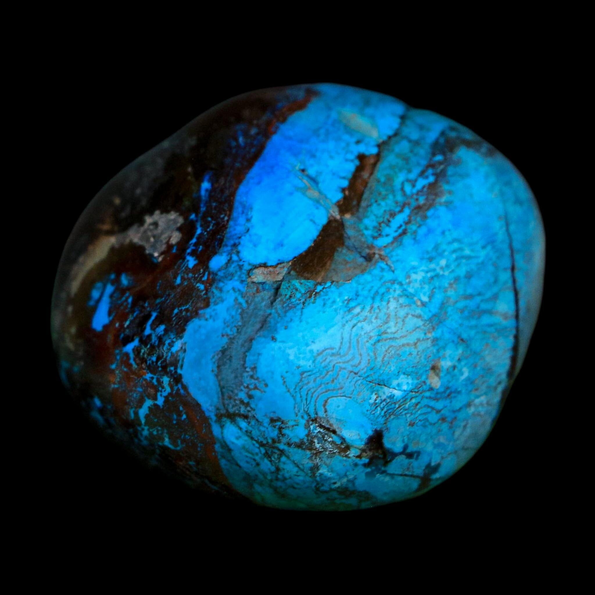 1.5" Chrysocolla Palm Stone Polished Free Form Blue And Teal Color Location Peru