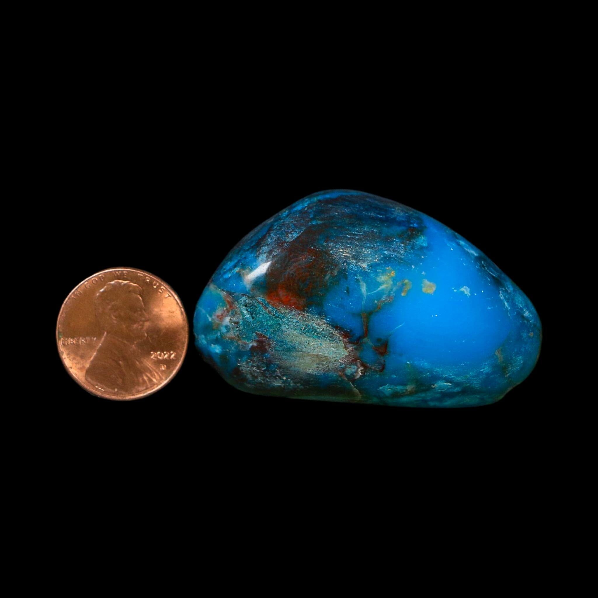 2" Chrysocolla Palm Stone Polished Free Form Blue And Teal Color Location Peru