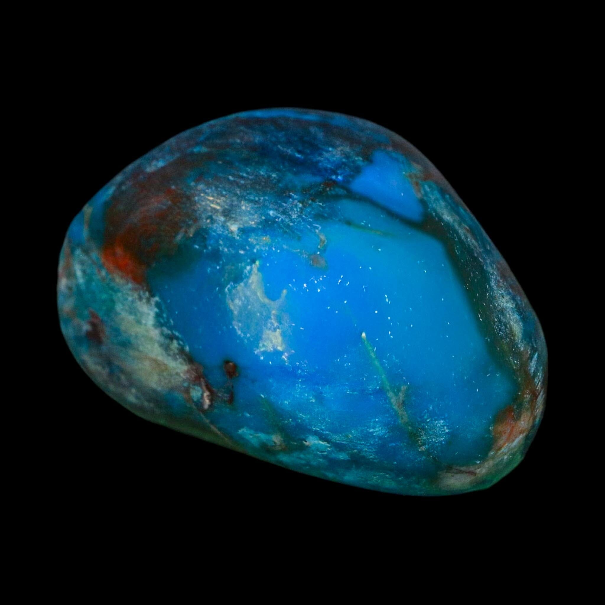 2" Chrysocolla Palm Stone Polished Free Form Blue And Teal Color Location Peru