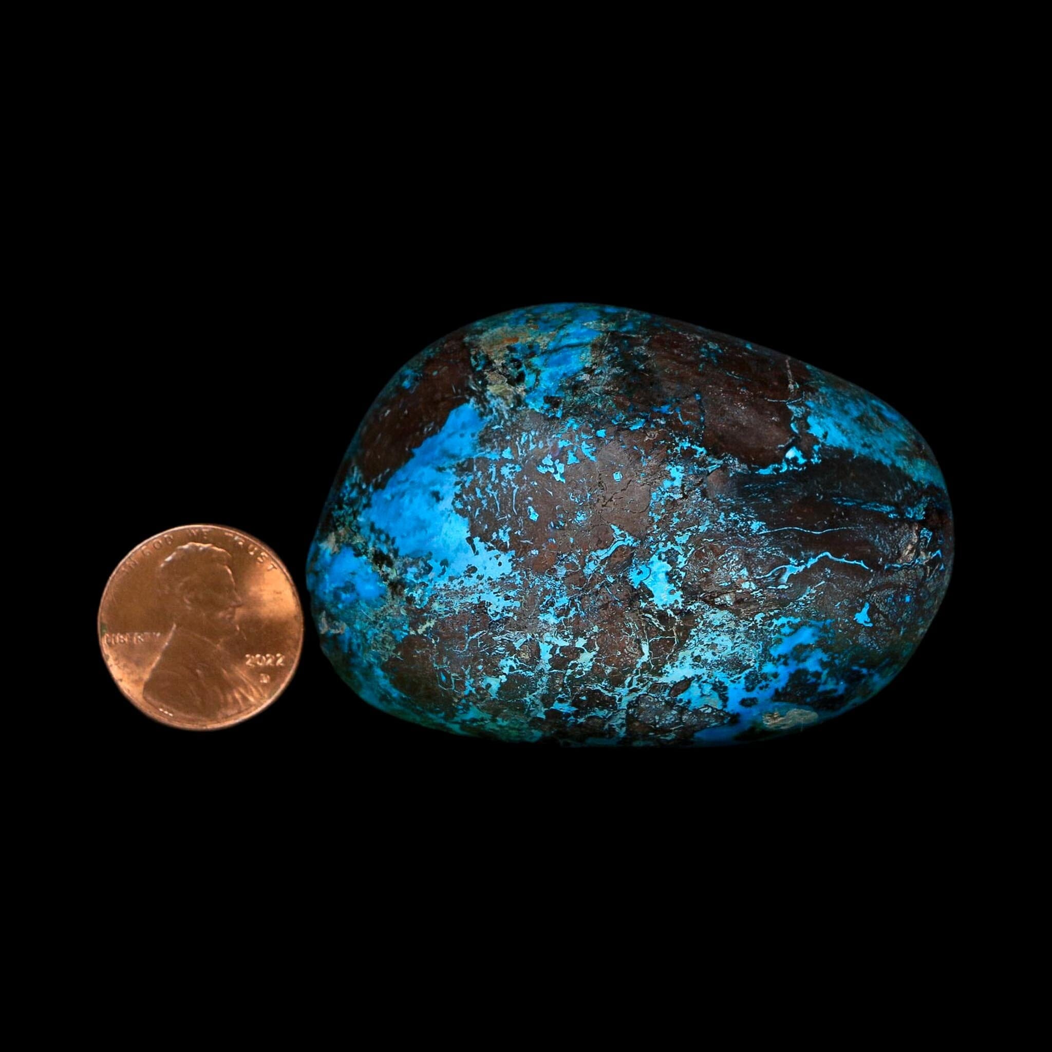 2.3" Chrysocolla Palm Stone Polished Free Form Blue And Teal Color Location Peru