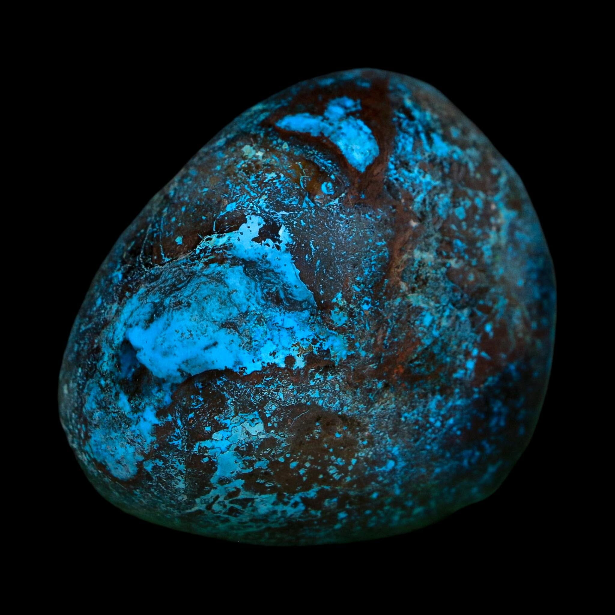 1.8" Chrysocolla Palm Stone Polished Free Form Blue And Teal Color Location Peru